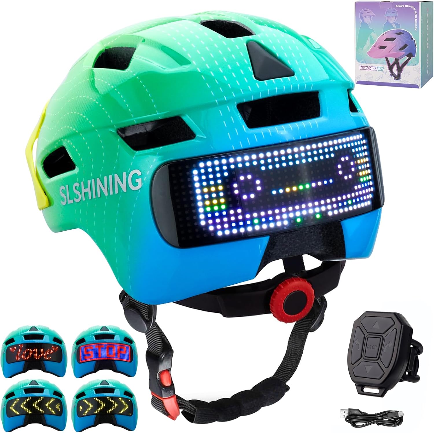 Kids Helmet, Bike Helmets with Upgrade LED Display, 64 Patterns, Turning & Stop Signals Light, Helmet for Kids 3-5/5-8/8-14, Youth Boys Girls Safe, Bicycle, Scooter