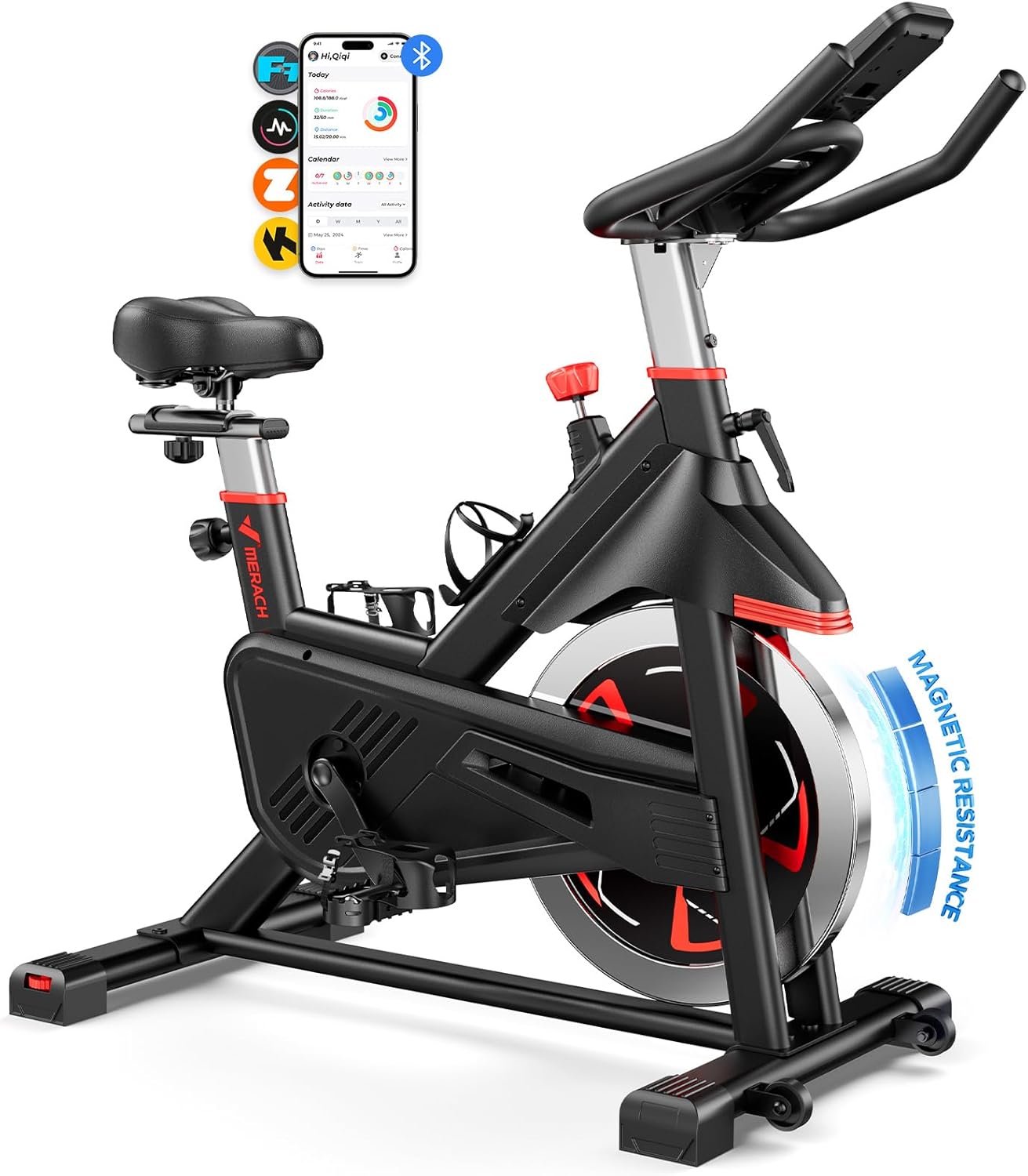MERACH Magnetic Exercise Bike, Indoor Cycling Bike with Self-Developed App, 350 lbs Weight Capacity & 40 lbs Flywheel, Stationary Bike for Home Gym Fitness MERACH Magnetic Exercise Bike, Indoor Cycling Bike with Self-Developed App, 350 lbs Weight Capacity & 40 lbs Flywheel, Stationary Bike for Home Gym Fitness