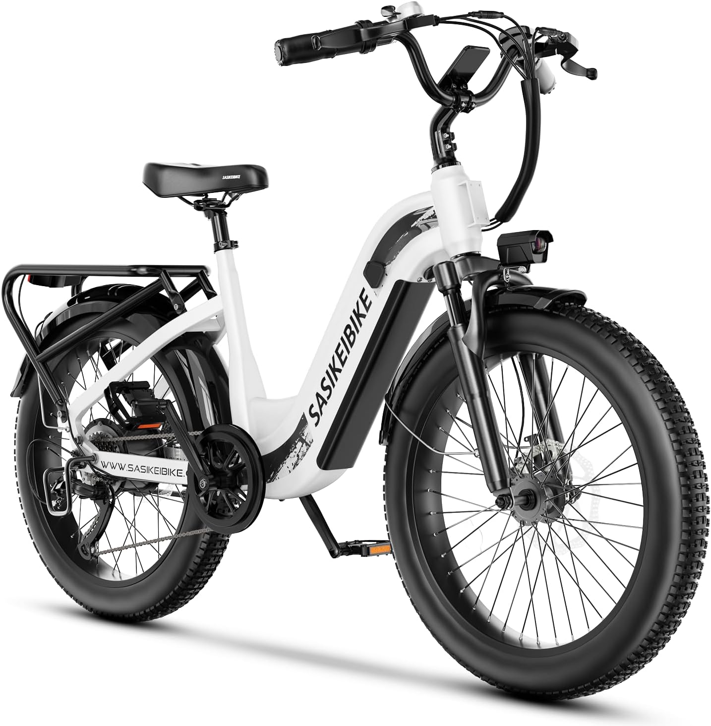 1500W Motor Peak Electric Bike for Adults and Teenagers, 48V 20AH Removable Battery Step Thru EBike, 30+MPH, 80 Miles Max Range, 24″ Fat Tire Adult Electric Bicycles for 7 Speed