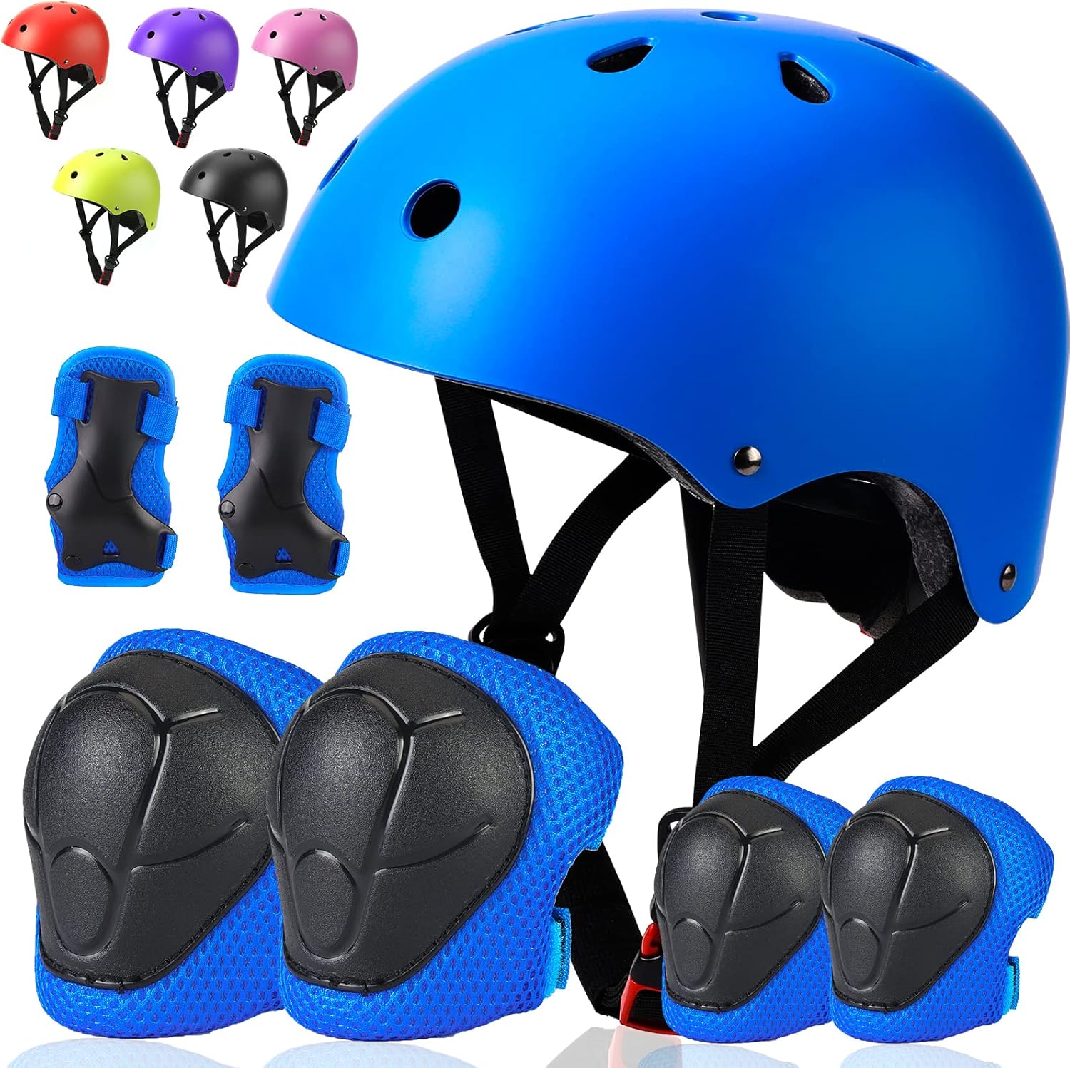 Toddler Kids Bike Helmet Set – Adjustable Cycling Helmet with Knee, Elbow Pads & Wrist Guards Sport Protective Gear Little Kid