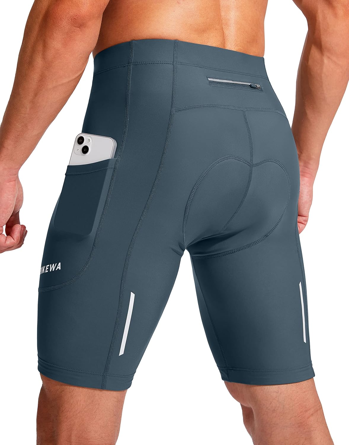 Bikewa Men’s Bike Shorts 3D Padded Cycling Road Biking Mountain Riding Biker Bicycle UPF 50+ Cycle Shorts Zipper Pockets