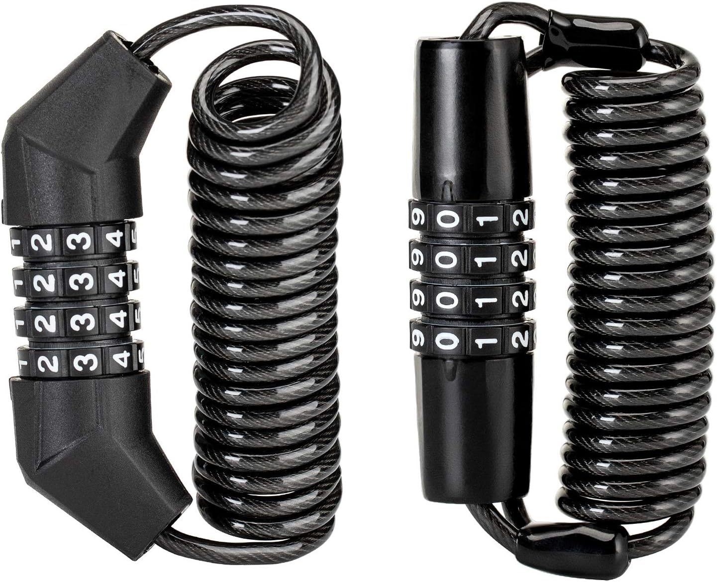 ROCKBROS Motorcycle and Bike Helmet Lock – 4 Digit Cable Lock, Retractable Luggage and Stroller Lock, Black, 2Pcs