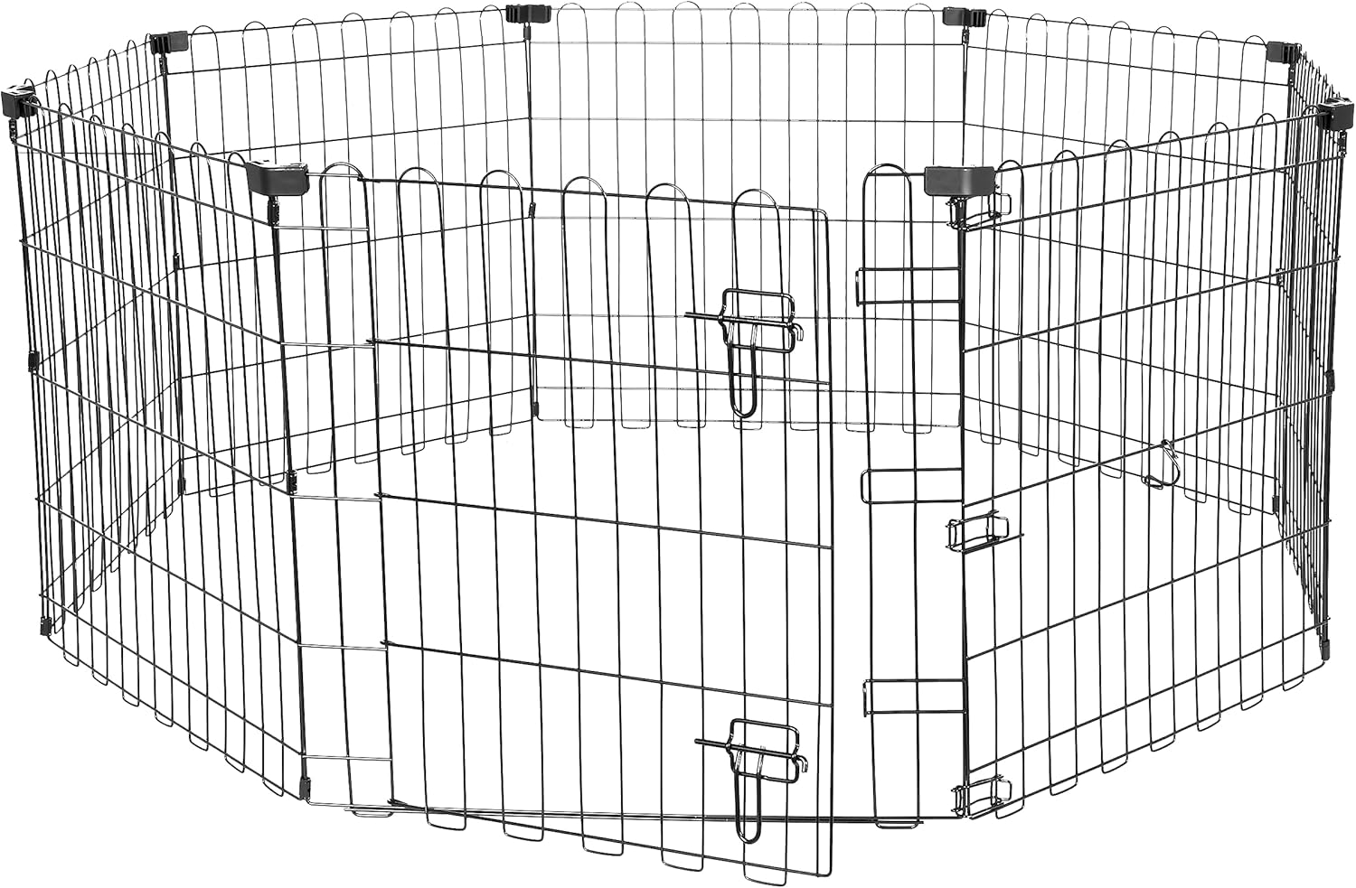 Amazon Basics Foldable Octagonal Metal Exercise Puppy / Dog Playpen – Indoor/Outdoor, Single Door, Extra Small (8 Panels, 24 x 24), Easy to assemble and store, 24″ – Puppy, Black