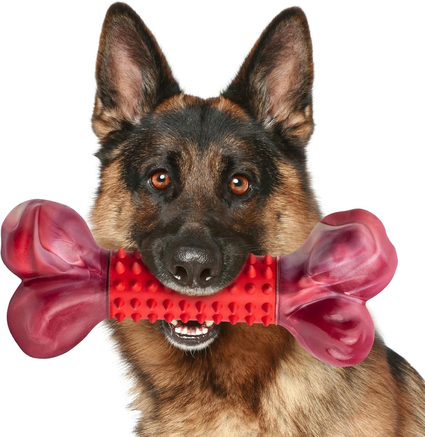 Apasiri Tough Dog Toys for Aggressive Chewers Beef Flavor: 8″ Dog Chew Bone for Large Breed, Nylon & Rubber Chew Toy for Medium Large Dogs