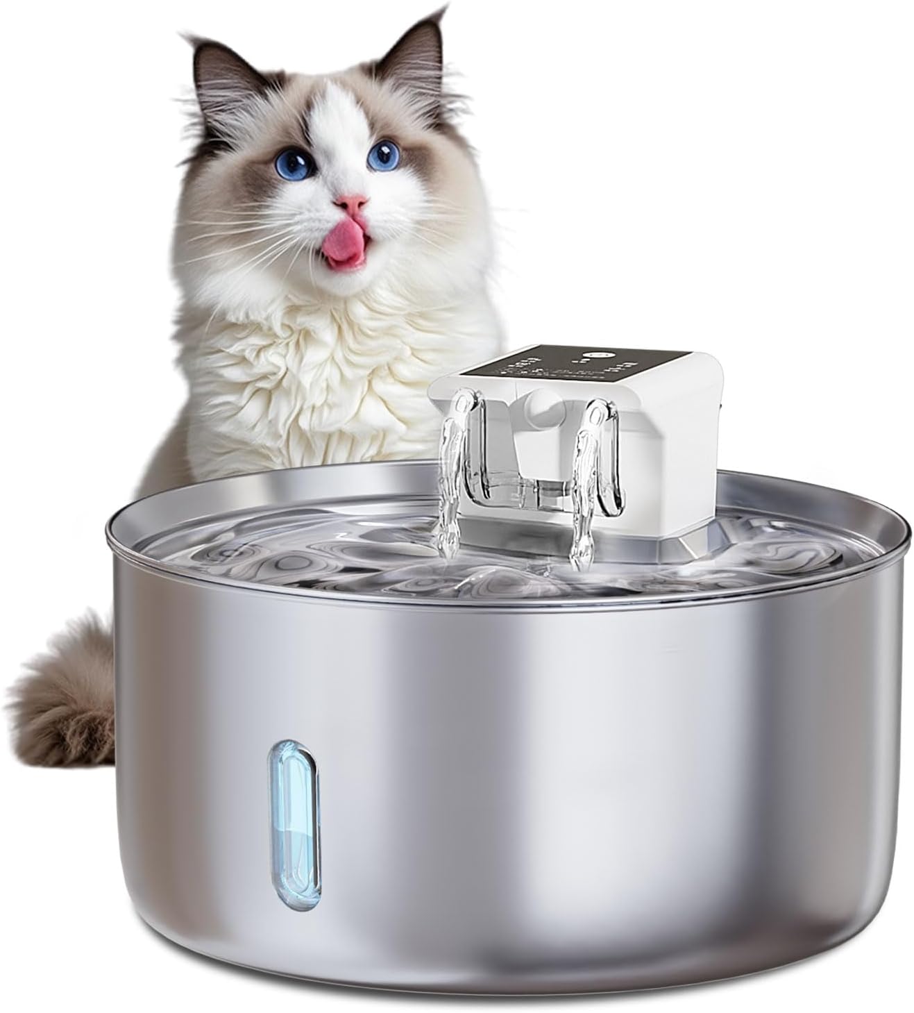 Automatic Wireless Pet Water Fountain – 7L/236oz Slow Water Bowl for Cats & Dogs, Motion Sensor Stainless Steel Dispenser with Quiet Pump, Cordless Filtered Water Bowl for Continuous Fresh Flow