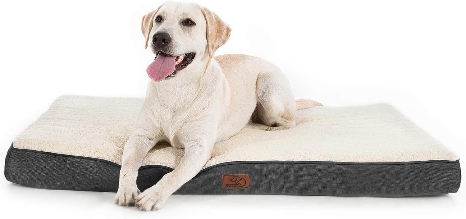 Bedsure Dog Beds Large Sized Dog – Orthopedic Flat Pet Beds with Removable Washable Cover, Egg Crate Foam Puppy Mat, Suitable for Pet Up to 65 lbs