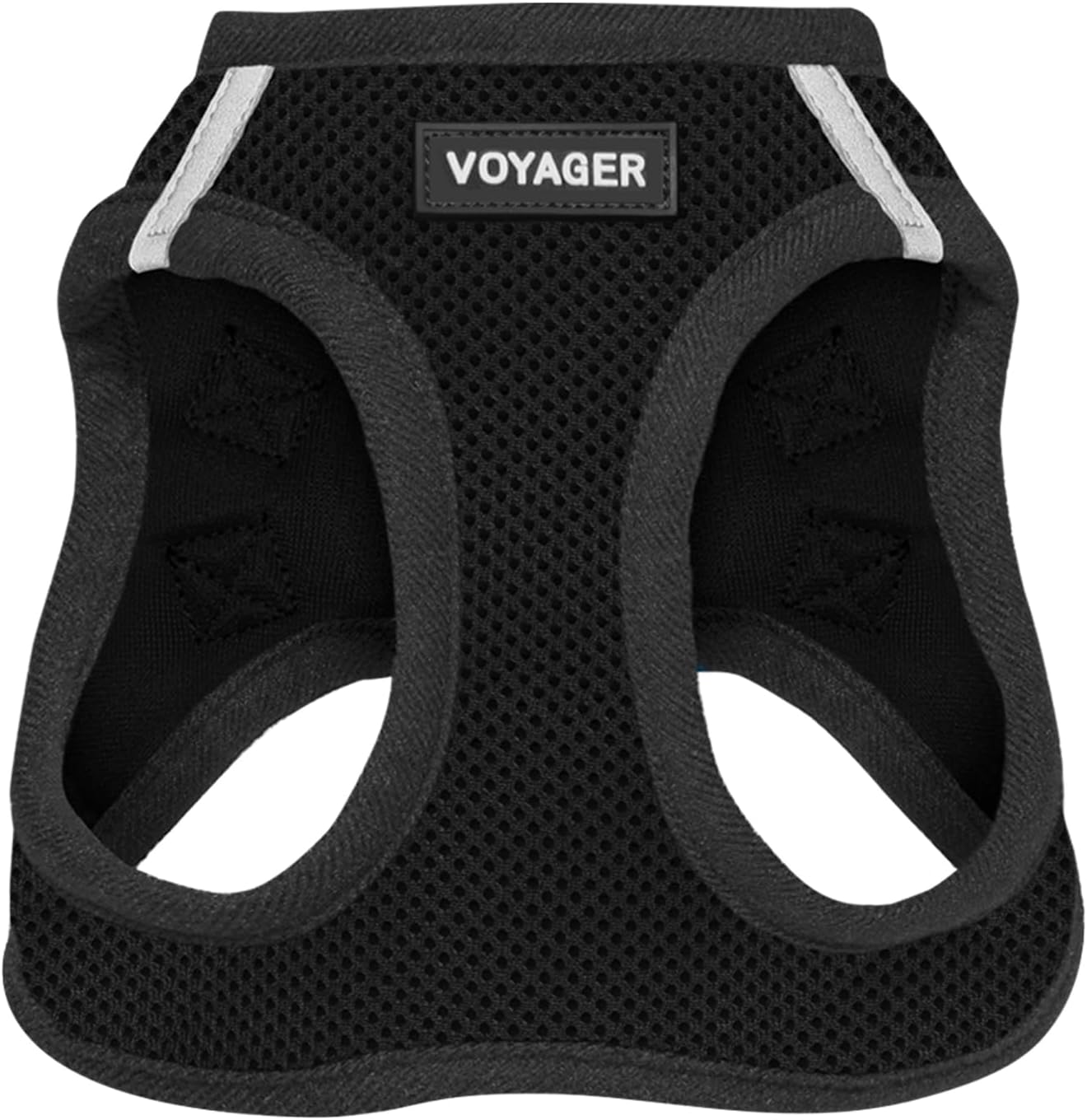 Best Pet Supplies – All Weather Mesh / Plush, Reflective, No Pull Harness for Small, Medium Dogs, Cats – Secure with Hook & Loop Fastener, Buckle, Double D-Rings – Black/Black Trim, M
