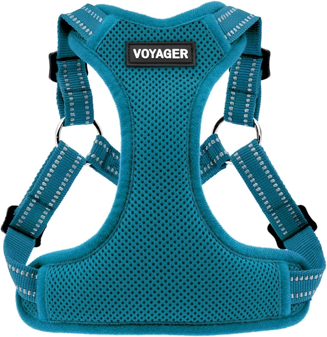Best Pet Supplies Voyager Adjustable Dog Vest Harness Breathable No Pull Harness for Small, Medium, Large Dogs, Harness for Walking, Jogging, Easy Step-in, Reflective Stripes – Turquoise, L