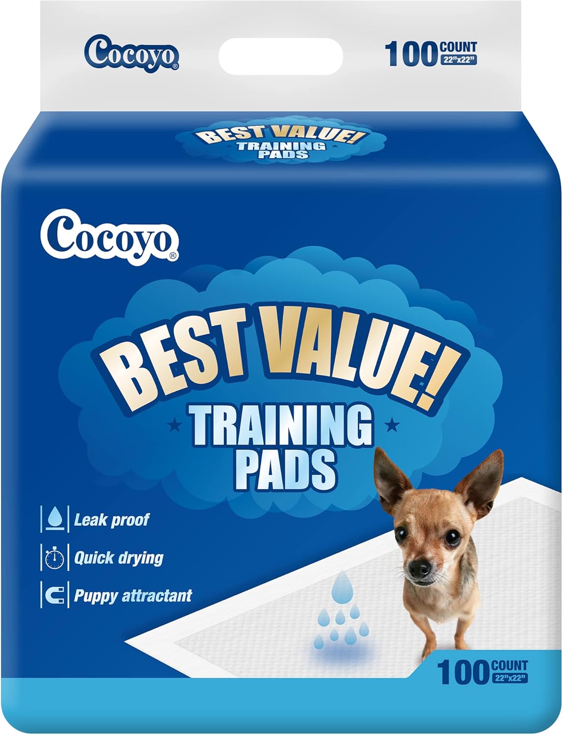 COCOYO Best Value Training Pads, 22″ by 22″, 100Count COCOYO Best Value Training Pads, 22″ by 22″, 100Count