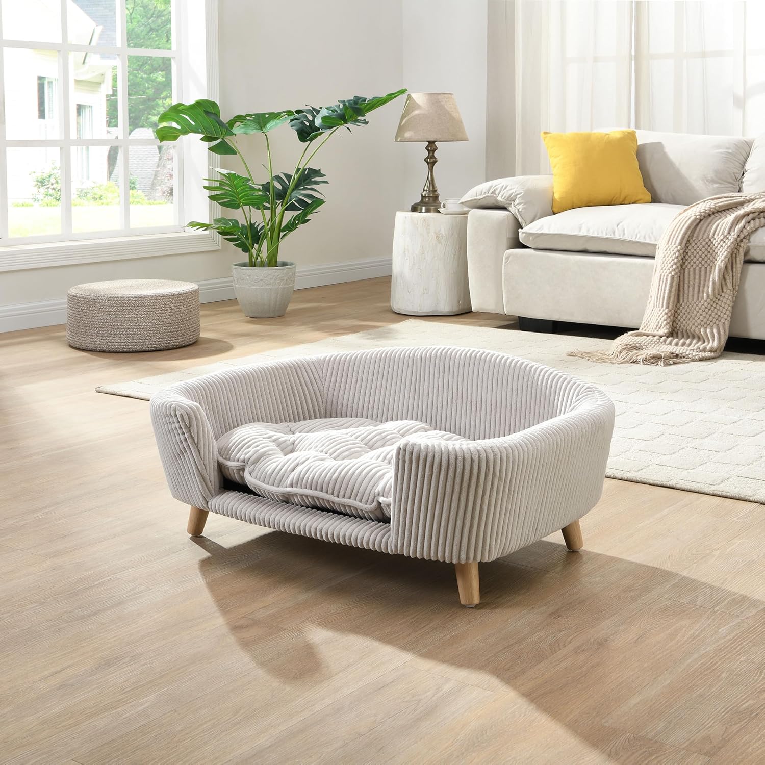Christopher Knight Home Elroy Orthopedic Dog Bed, Elevated Dog Sofa Bed for Small Dog, Supportive Foam Pet Couch Bed with Wooden Legs, Modern Pet Sofa Bed, Light Beige Christopher Knight Home Elroy Orthopedic Dog Bed, Elevated Dog Sofa Bed for Small Dog, Supportive Foam Pet Couch Bed with Wooden Legs, Modern Pet Sofa Bed, Light Beige