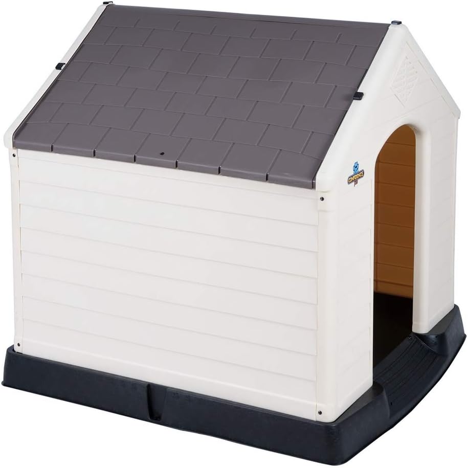 Confidence Pet Medium Waterproof Plastic Dog Kennel Outdoor House Brown