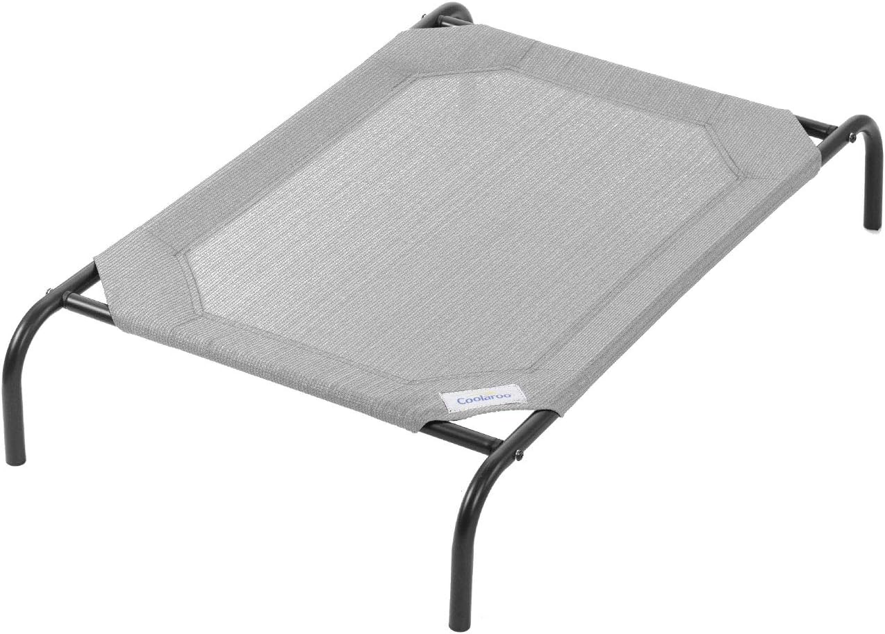 Coolaroo Original Elevated Dog Bed – Breathable Off-The-Ground Pet Bed with Cooling Fabric, Joint Relief & Moisture-Resistant Fabric, 100% Recyclable, Easy Clean, Grey, Medium