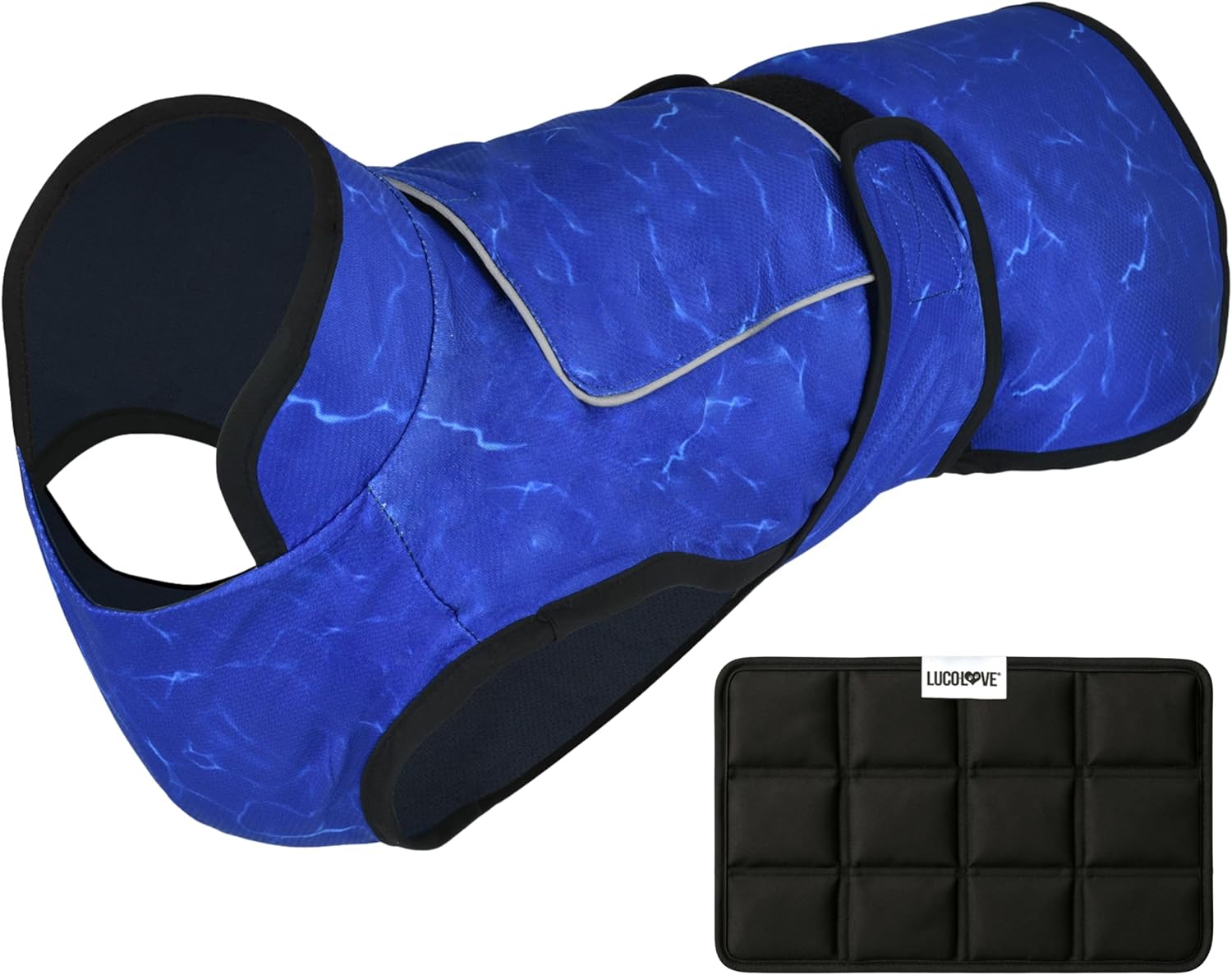 Dog Cooling Vest with Ice Pack – 2-Layer Evaporative Cooling Jacket with High Collar, UV Protection & Size-Matched Ice Pack – Cooling Vest for Dogs for Hot Weather (Blue Aqua, Large)