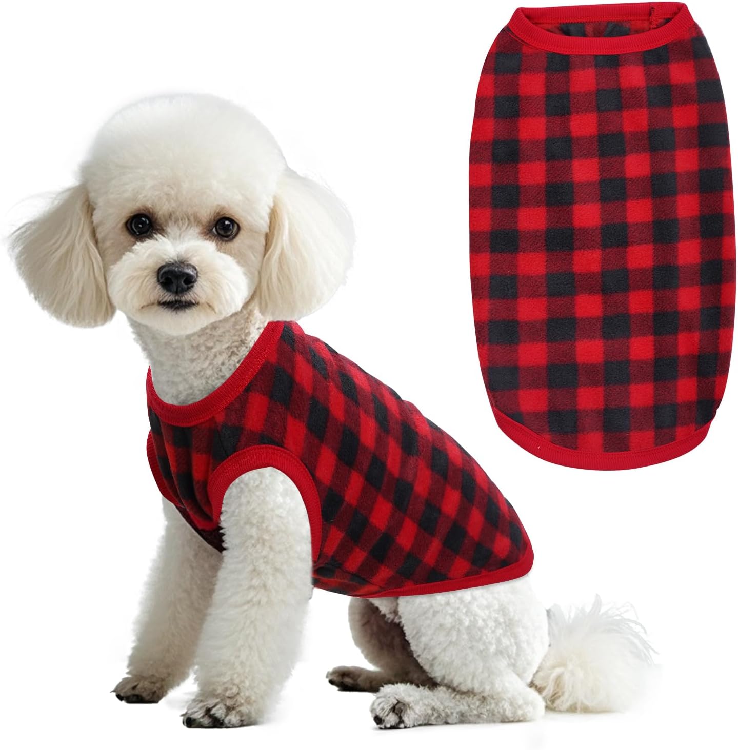 Dog Fleece Sweater for Small Dogs Christmas Buffalo Plaid Pet Clothing Warm Soft Dog Winter Clothes Pet Pullover Jumper for Small Cats Puppy (Large, Plaid)