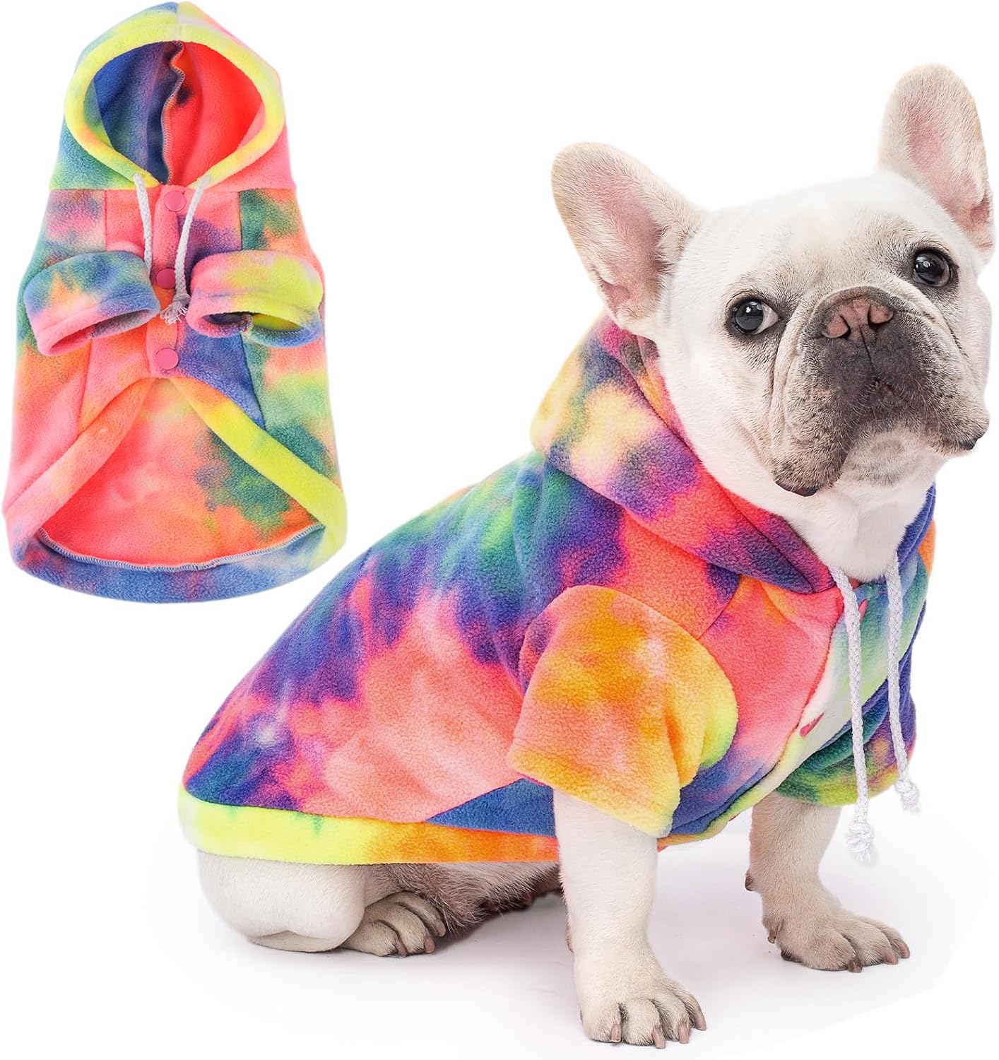 Dog Hoodie Tie Dye Dog Sweatshirt Chic Winter Clothes Ultra-Soft Warm Sweaters for Small Medium Dogs Fashion Pet Clothes for Dogs (Multicolor, S (Back: 11.02″,Chest: 15.74″, Neck: 13.77″))