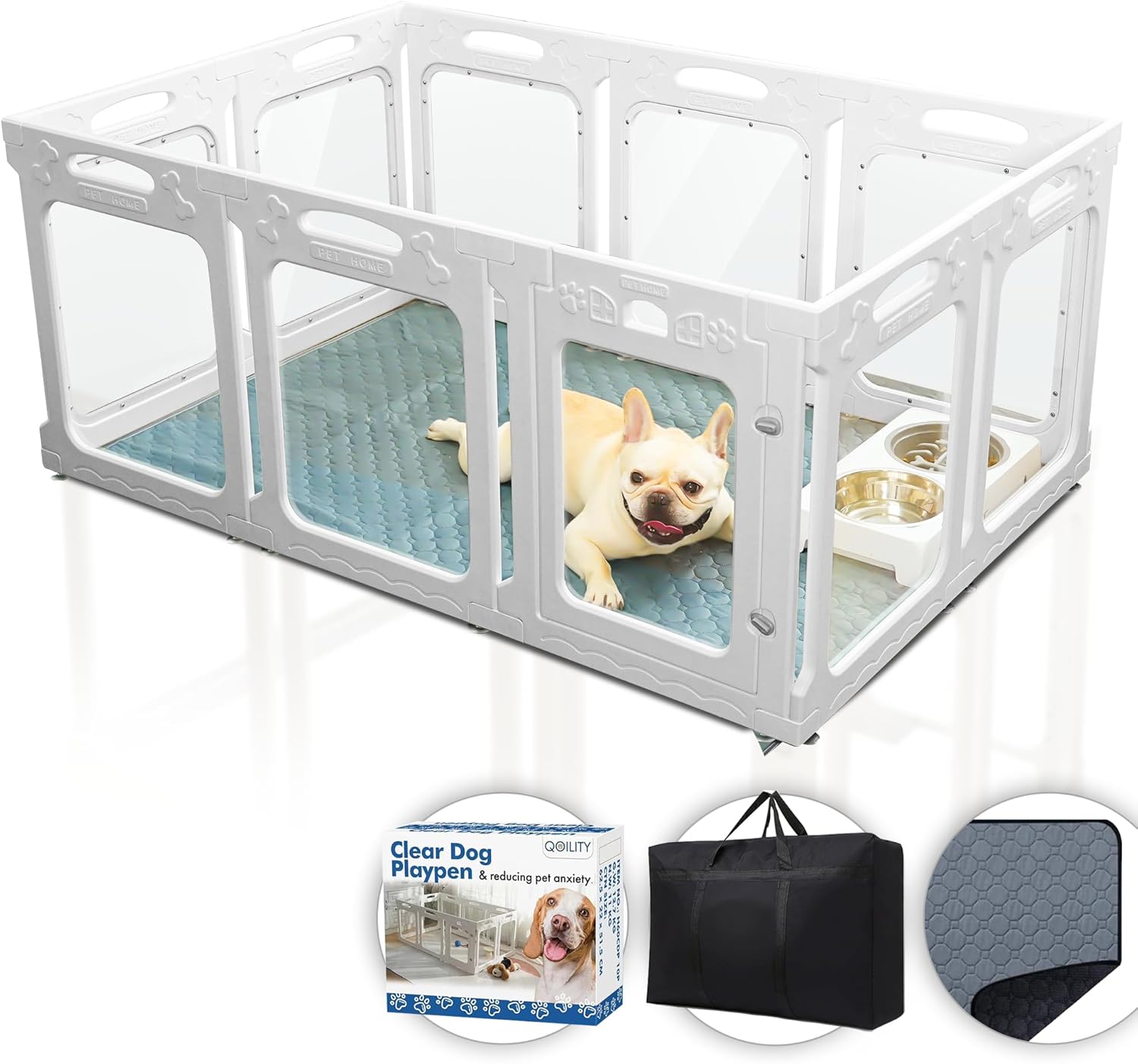 Dog Playpen for Anxiety Prevention – Reduces Indoor Puppy/Dog Anxiety & Boredom, Height 24 Inch, 10 Panels, White