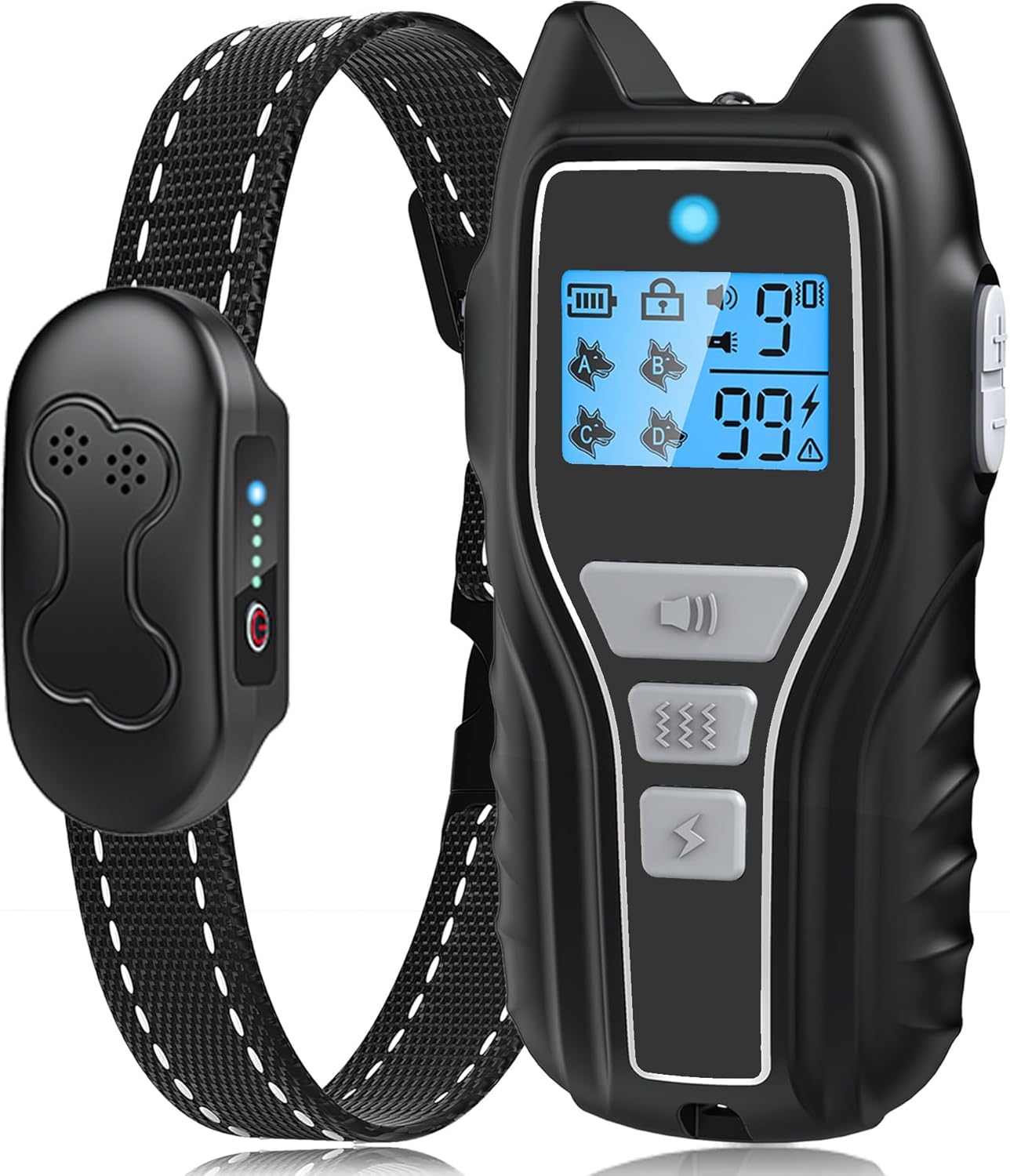 Dog Shock Collar with Remote Control – Rechargeable Dog Training Collar, IPX7 Waterproof E Collar for Dogs with 4 Safe Modes Flashlight Beep Vibration Shock Ideal for All Dog Sizes (8-150lbs) Gry