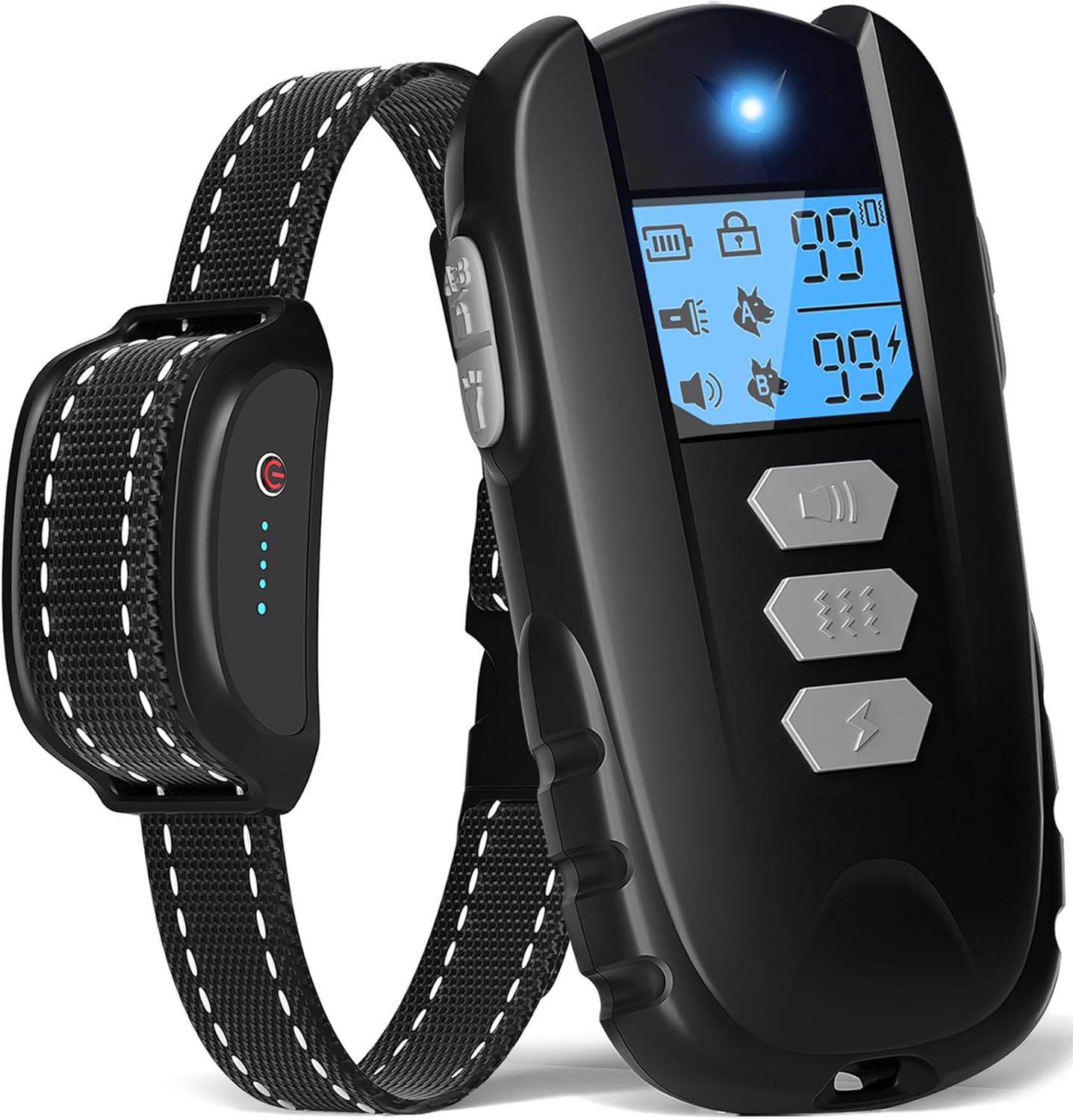 Dog Training Collar with Remote – Waterproof Shock Collar for Dogs Adjustable Levels (1-99) Beep Vibration Shock Flashlight Rechargeable Dog E Collar for Training Small Medium and Large Dogs