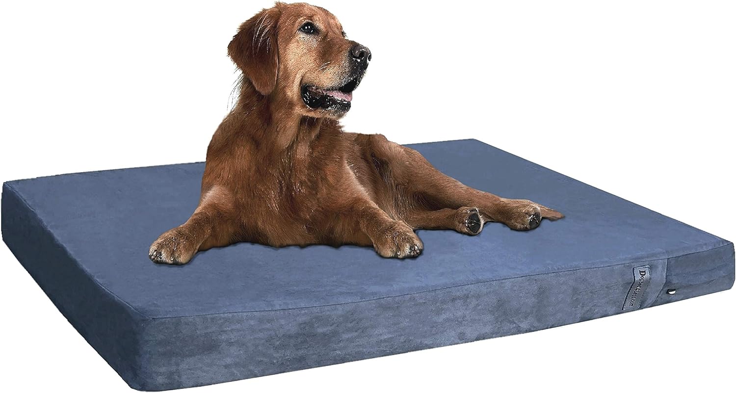 Dogbed4less Orthopedic Gel Memory Foam Pet Dog Bed, Waterproof Liner with External Microsuede Cover and Bonus Antislip Cover (Microsuede Gray, 47″X29″X4″ Inches)