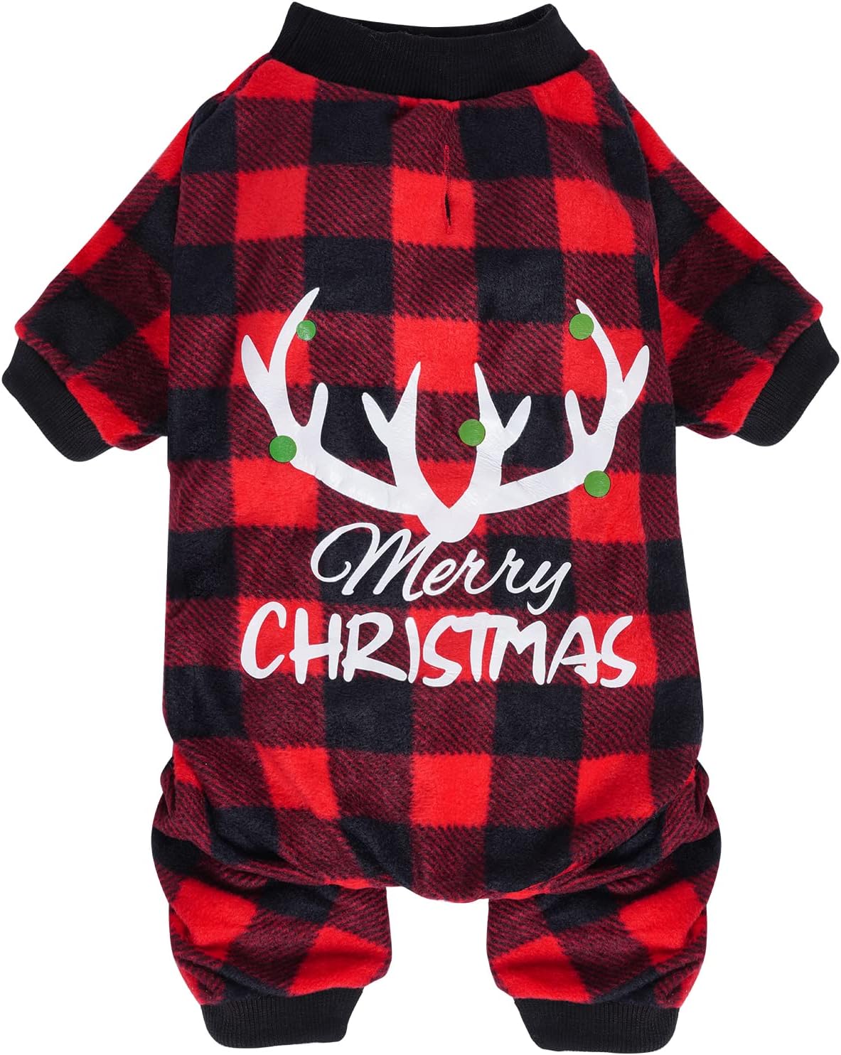 Dxhycc Pet Christmas Pajamas Red Black Plaid Dog Pajamas Pet Dog Fleece Jumpsuit Soft Warm Puppy Christmas Jammies Cat Doggie Sweater, S