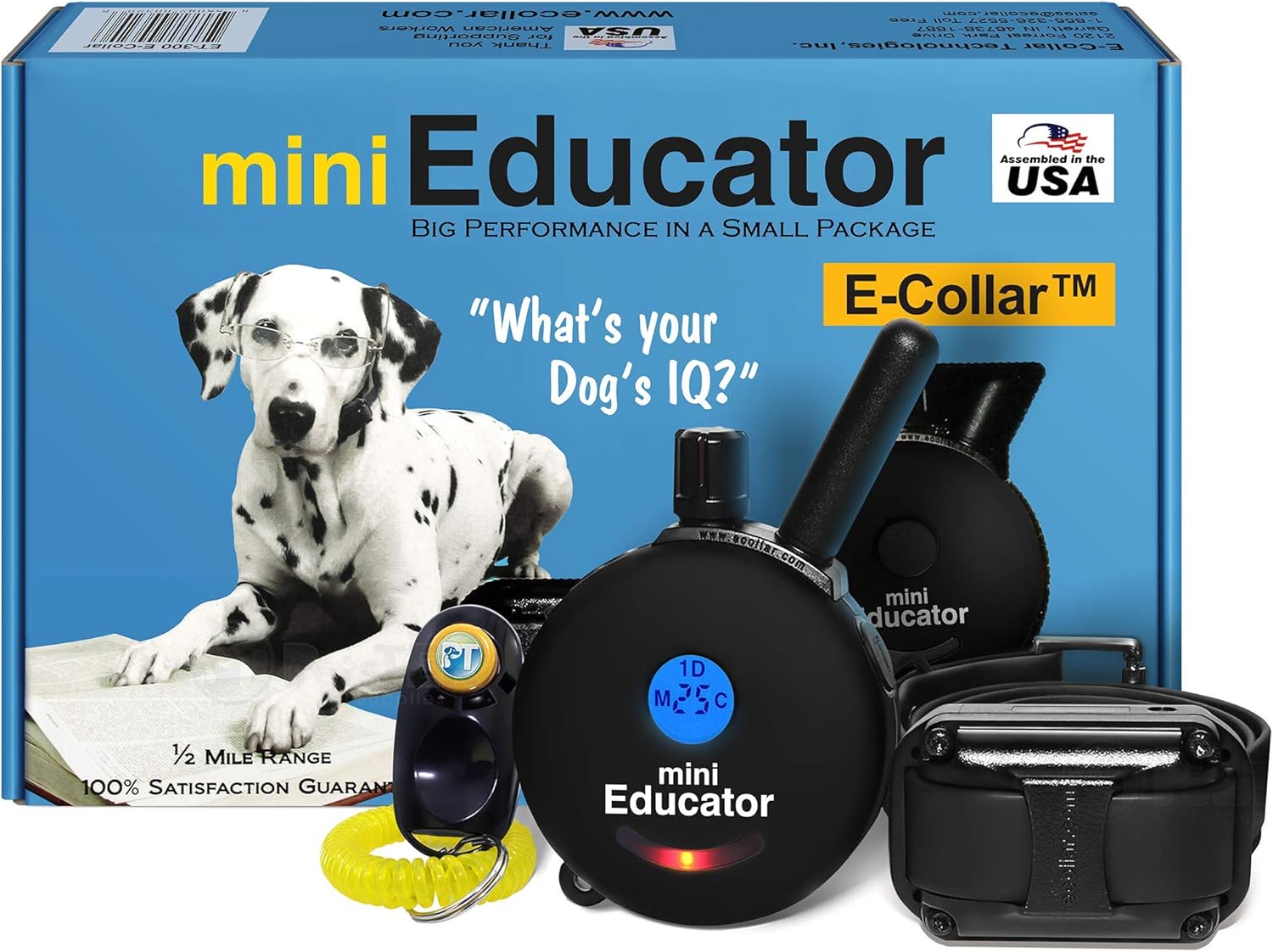 Educator – ET-300 Black – Ecollar Dog Training Collar with Remote Control – 1/2 Mile Range, Waterproof, Rechargeable, 100 Training Stimulation Levels, Vibration and Tone W/PetsTEK Training Clicker