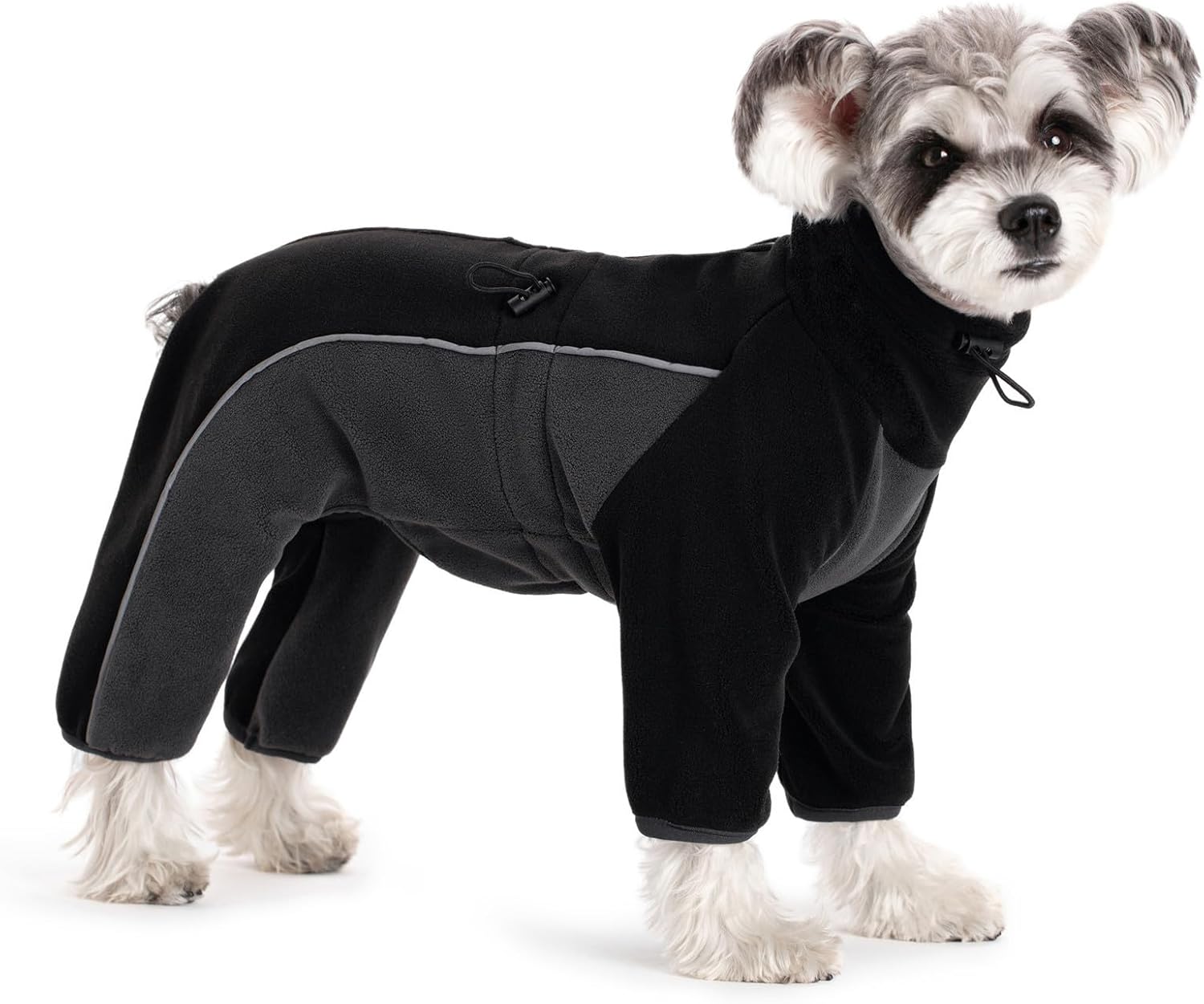 Fleece Dog Coat for Small Medium Dog,Pullover Pajamas Jumpsuit Bodysuit Puppy Coats with Legs, Pet Windproof Warm Cold Weather Jacket Full Body Vest Cozy Snowsuit Outfit Clothes (Black, XS)