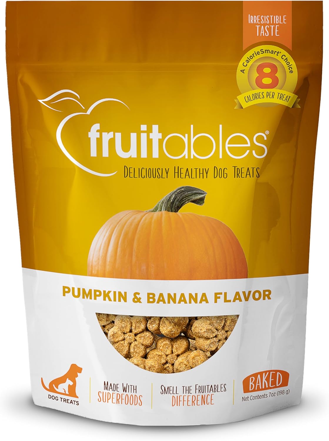 Fruitables Baked Dog Treats, Healthy Pumpkin Treat for Dogs, Low Calorie & Delicious, No Wheat, Corn or Soy, Made in the USA, Pumpkin and Banana Flavor, 7oz Fruitables Baked Dog Treats, Healthy Pumpkin Treat for Dogs, Low Calorie & Delicious, No Wheat, Corn or Soy, Made in the USA, Pumpkin and Banana Flavor, 7oz