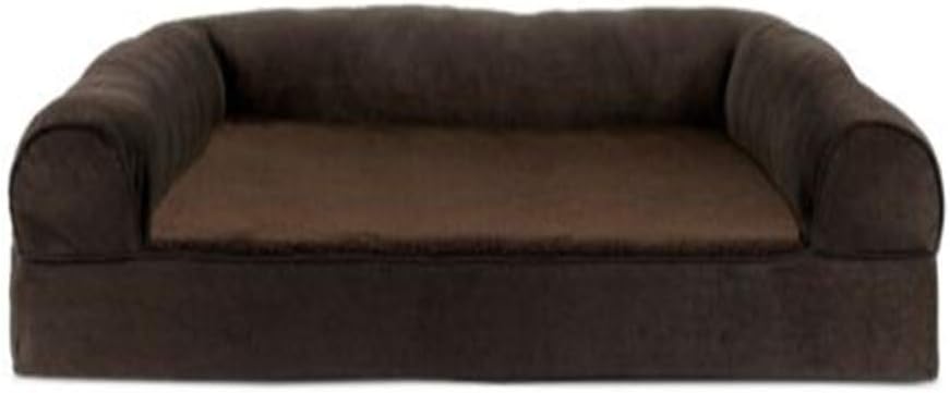 Furhaven Orthopedic Dog Bed for Large Dogs w/ Removable Bolsters & Washable Cover, For Dogs Up to 95 lbs – Plush & Suede Sofa – Espresso, Jumbo/XL