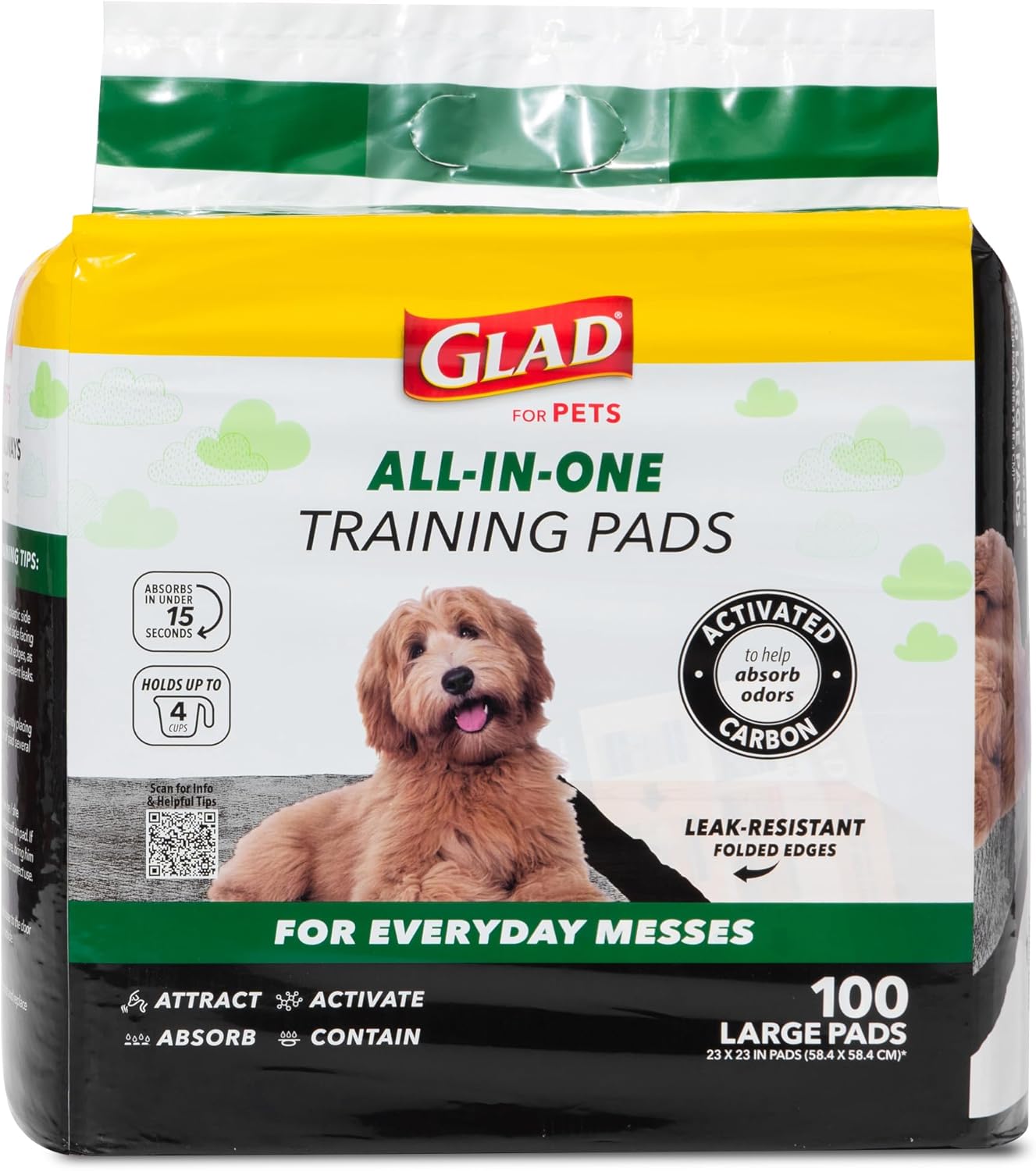 Glad for Pets Black Charcoal Puppy Pads, 23″x23″ Disposable Pee Pad That Absorbs & Neutralizes Urine Instantly, Activated Carbon Training Pads For Dogs – 100 Count Glad for Pets Black Charcoal Puppy Pads, 23″x23″ Disposable Pee Pad That Absorbs & Neutralizes Urine Instantly, Activated Carbon Training Pads For Dogs – 100 Count