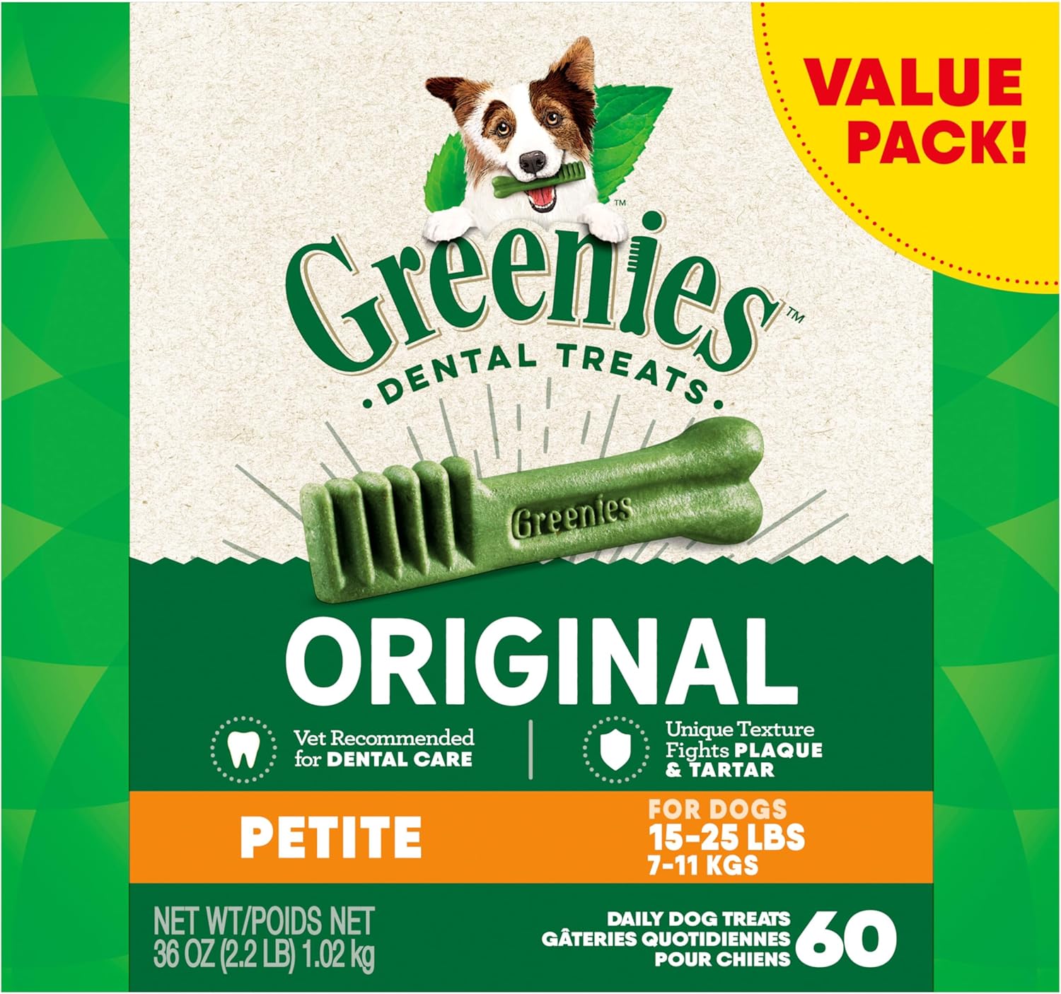 Greenies Original Petite Dental Dog Treats, 36 oz. Pack (60 Treats) Greenies Original Petite Dental Dog Treats, 36 oz. Pack (60 Treats)