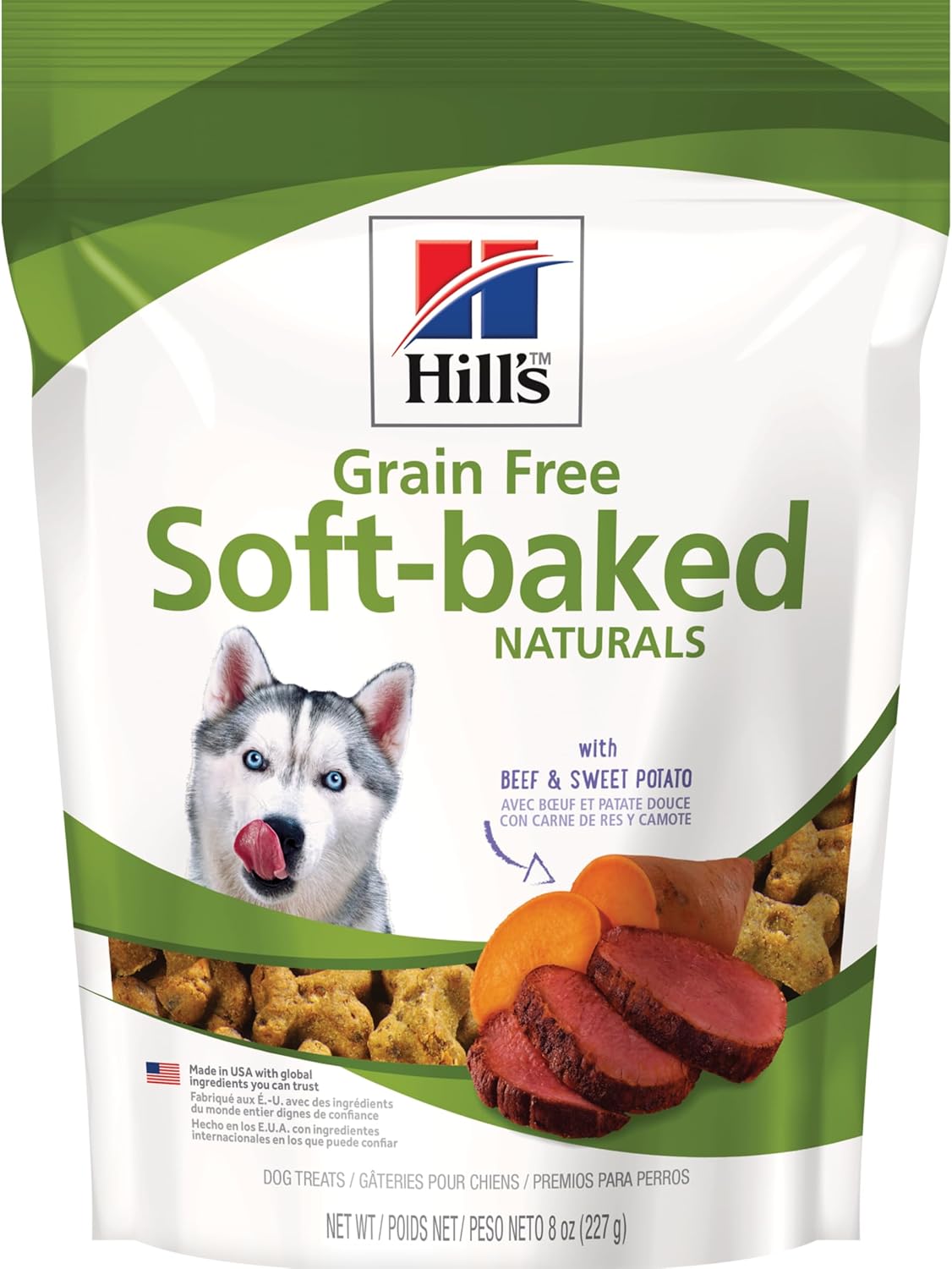 Hill’s Grain Free Soft Baked Naturals, All Life Stages, Great Taste, Dog Treats, Beef & Sweet Potato, 8 oz Bag