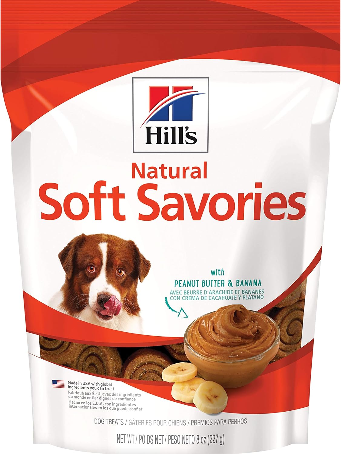 Hill’s Natural Soft Savories, All Life Stages, Great Taste, Dog Treats, Peanut Butter & Banana, 8 oz Bag