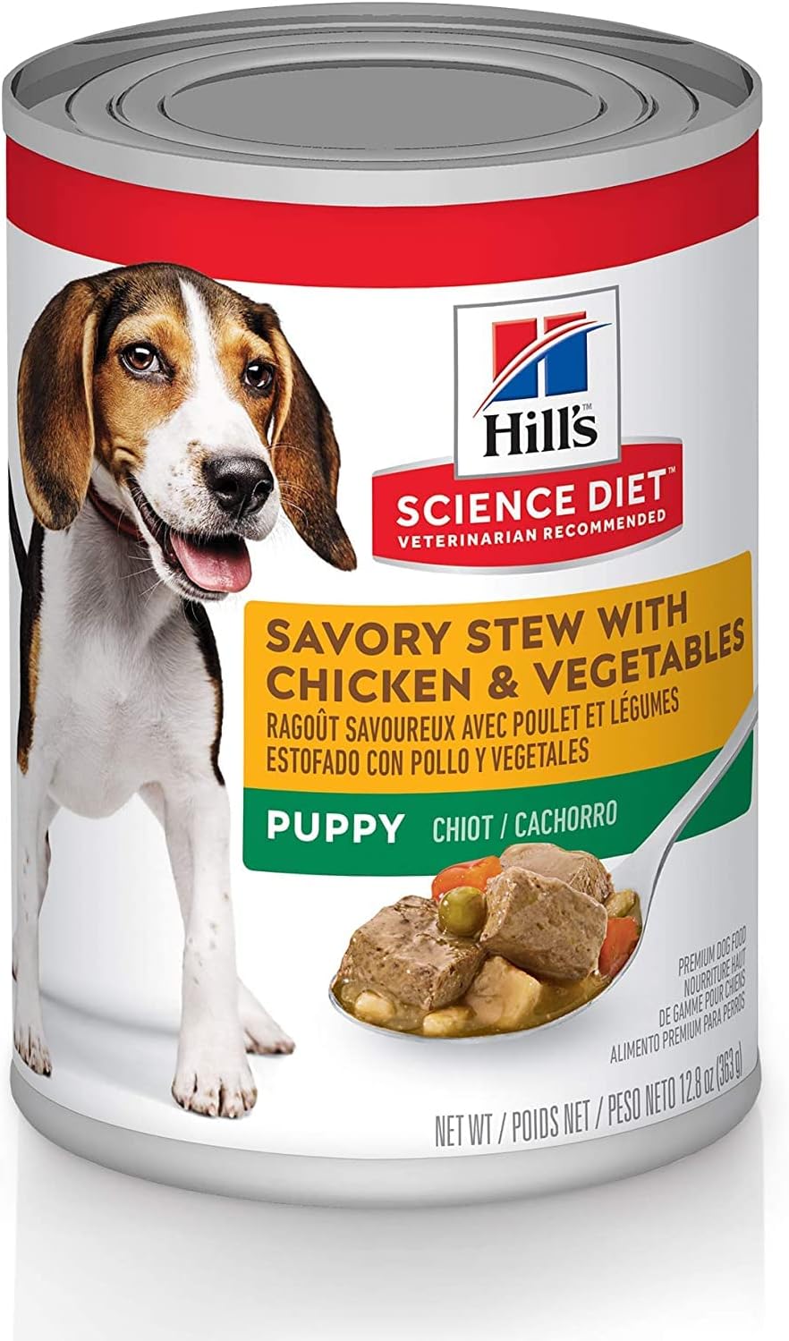 Hill’s Science Diet Puppy, Puppy Premium Nutrition, Wet Dog Food, Chicken & Vegetables Stew, 12.8 oz Can, Case of 12