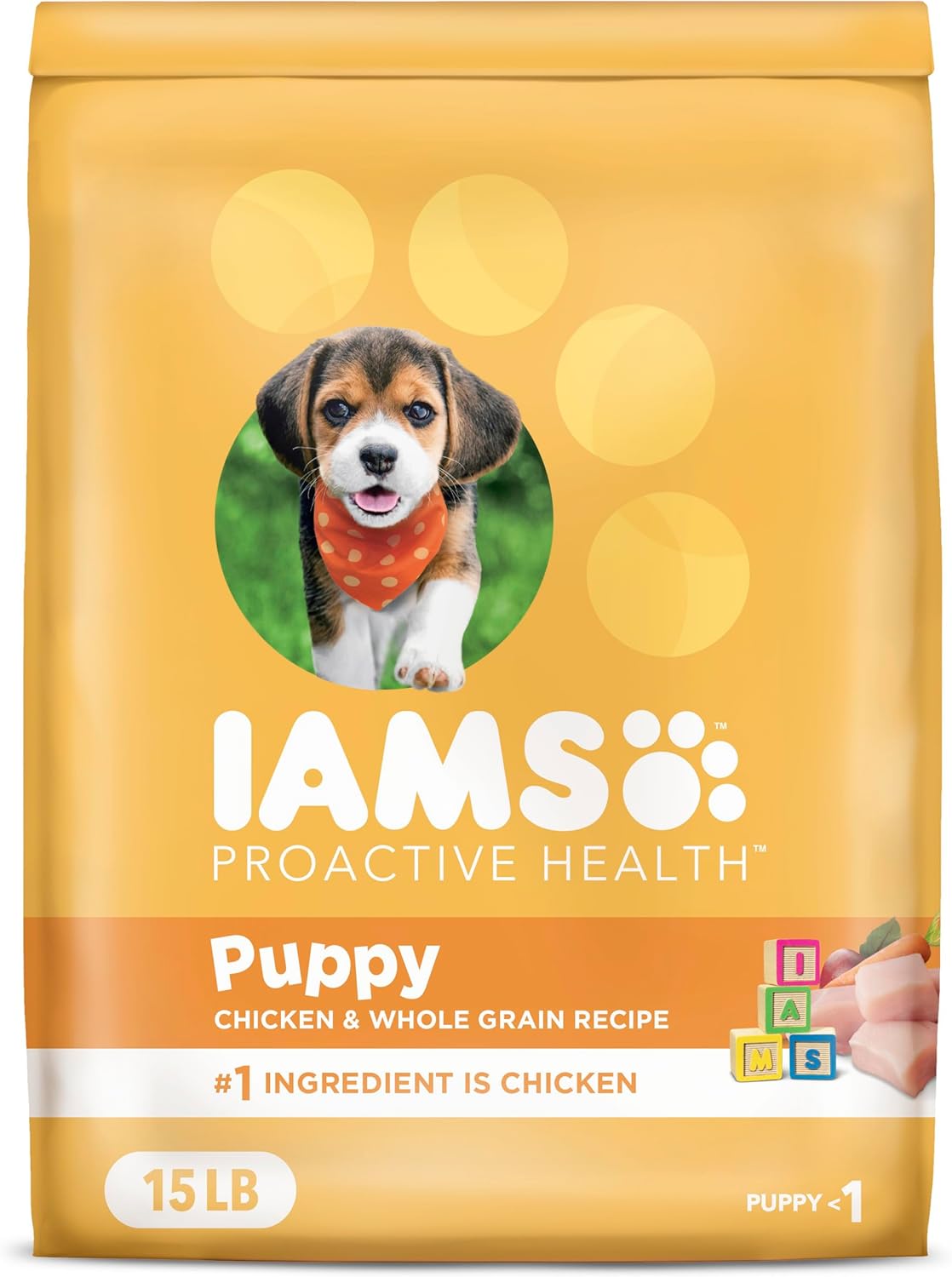 IAMS Proactive Health Puppy Food with Real Chicken, 15 lb. Bag