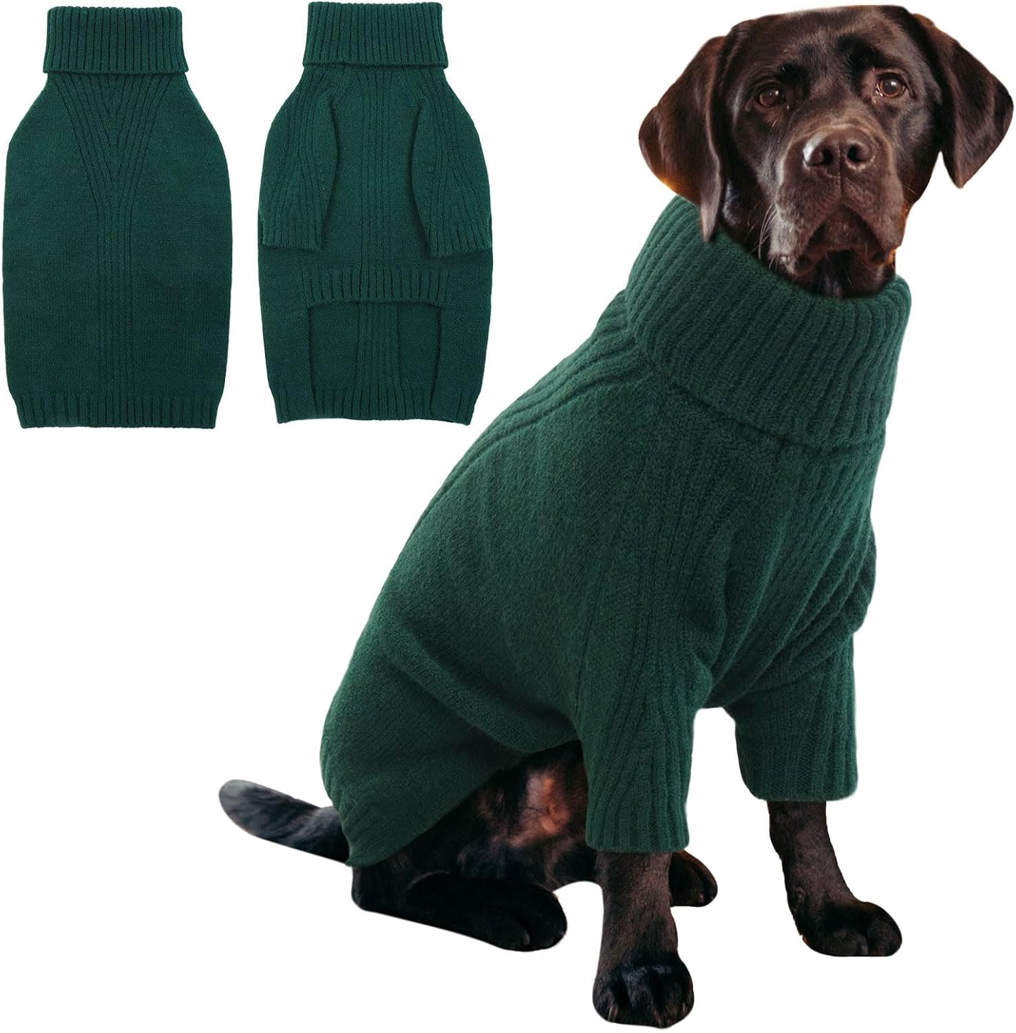 IECOii XL Dog Sweater,Winter Doggy Clothes for Large Dogs Girl Boy,Warm Pullover Xmas Dog Sweater Turtleneck,Lightweight & Good Stretch for Active Dogs Like Beagle,Border Collie (Green,XLarge)