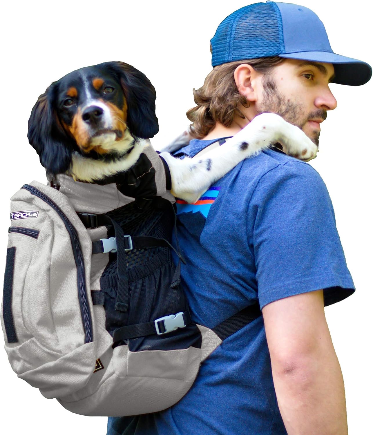 K9 Sport Sack Plus 2 – Small, Light Grey – Ideal for Dogs 13-16” Long – Adjustable, Backpack-Style Carrier with Multi-Functional Storage Pack, Thick Shoulder Straps & Padded Back Panel