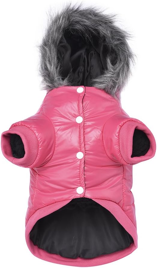 LESYPET Warm Dog Coats for Small Dogs, Waterproof Dog Jacket Extra Warm Pet Winter Coat Windproof Puffer Jacket for Puppy Chihuahua Yorkshire Terrier, Pink S