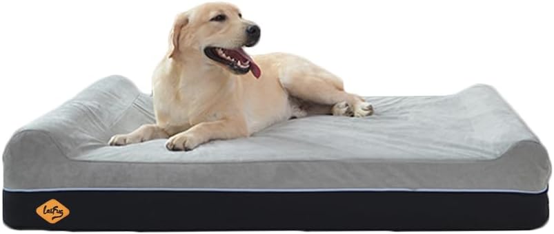 Laifug Orthopedic Memory Foam Extra Large Dog Bed Pillow(50″x36″x10″, Slate Grey) Durable Water Proof Liner & Removable Washable Cover & Smart Design