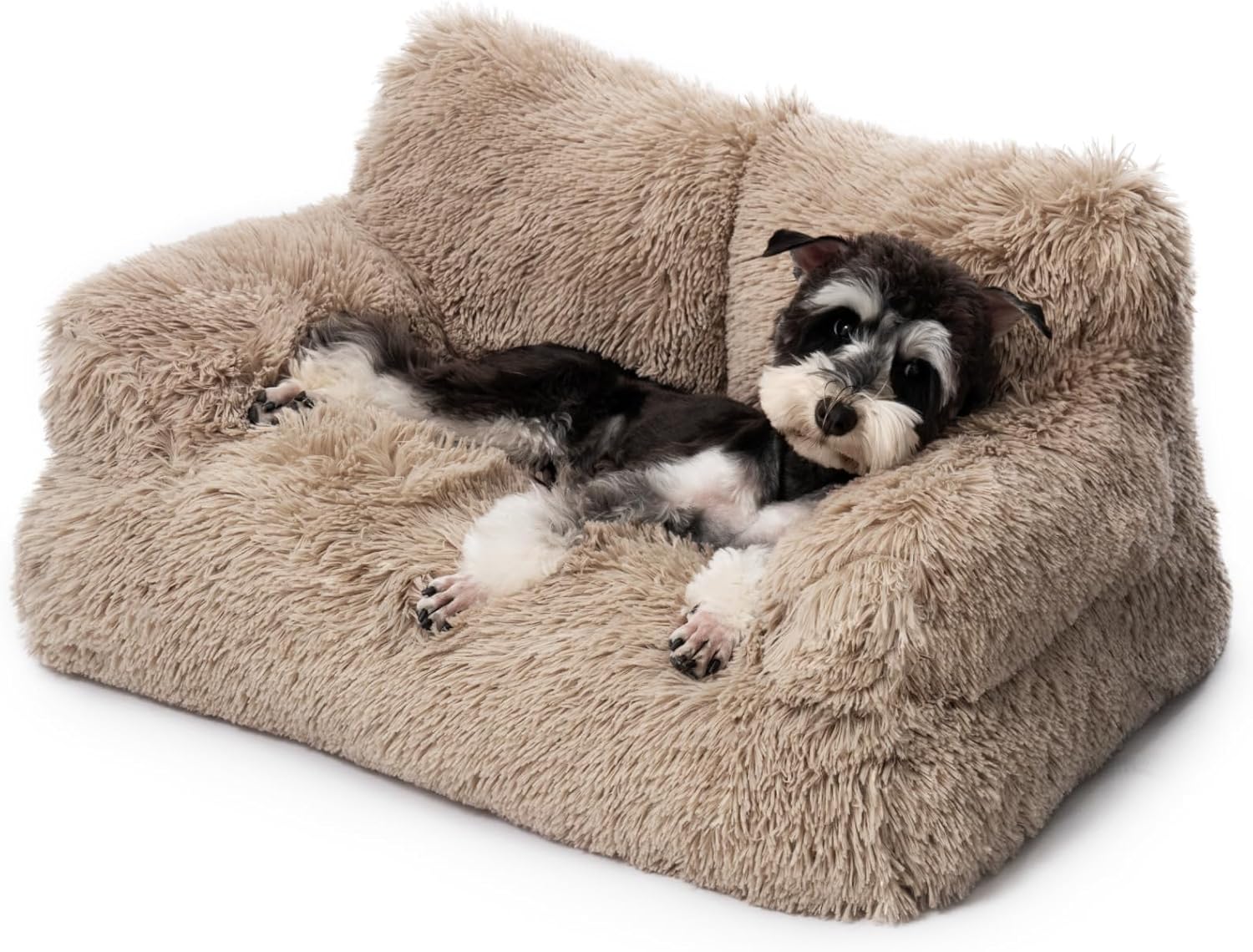 Mewoo Dog Couch, Small Dog Bed with Removable Washable Cover, Cute Cat Couch for Pets, Cat Beds for Indoor Cats with Anti-Slip Bottom (Brown)