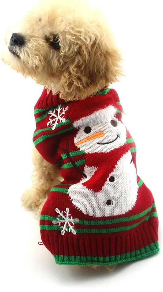 NACOCO Dog Snow Sweater – Snowman Holiday Pet Clothes for Small Dogs and Cats – Christmas Xmas New Year (Snowman, M)