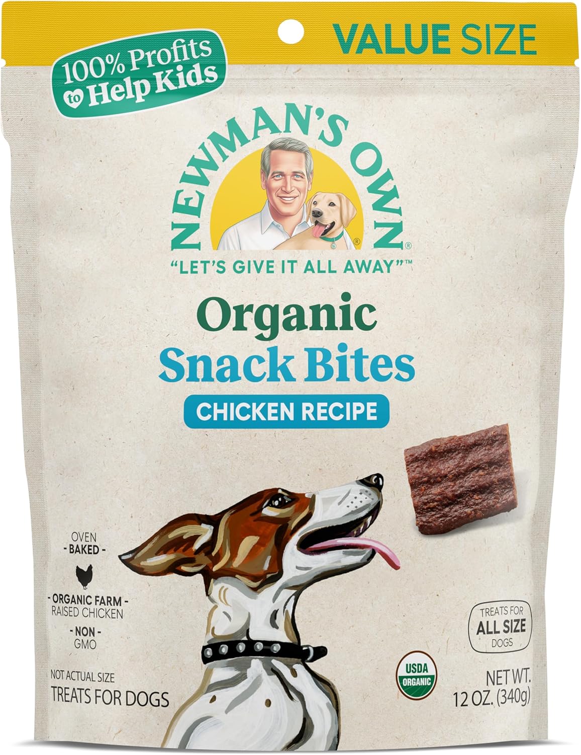 Newman’s Own Organic Chicken Recipe Snack Bites for Dogs, 12 oz Bag