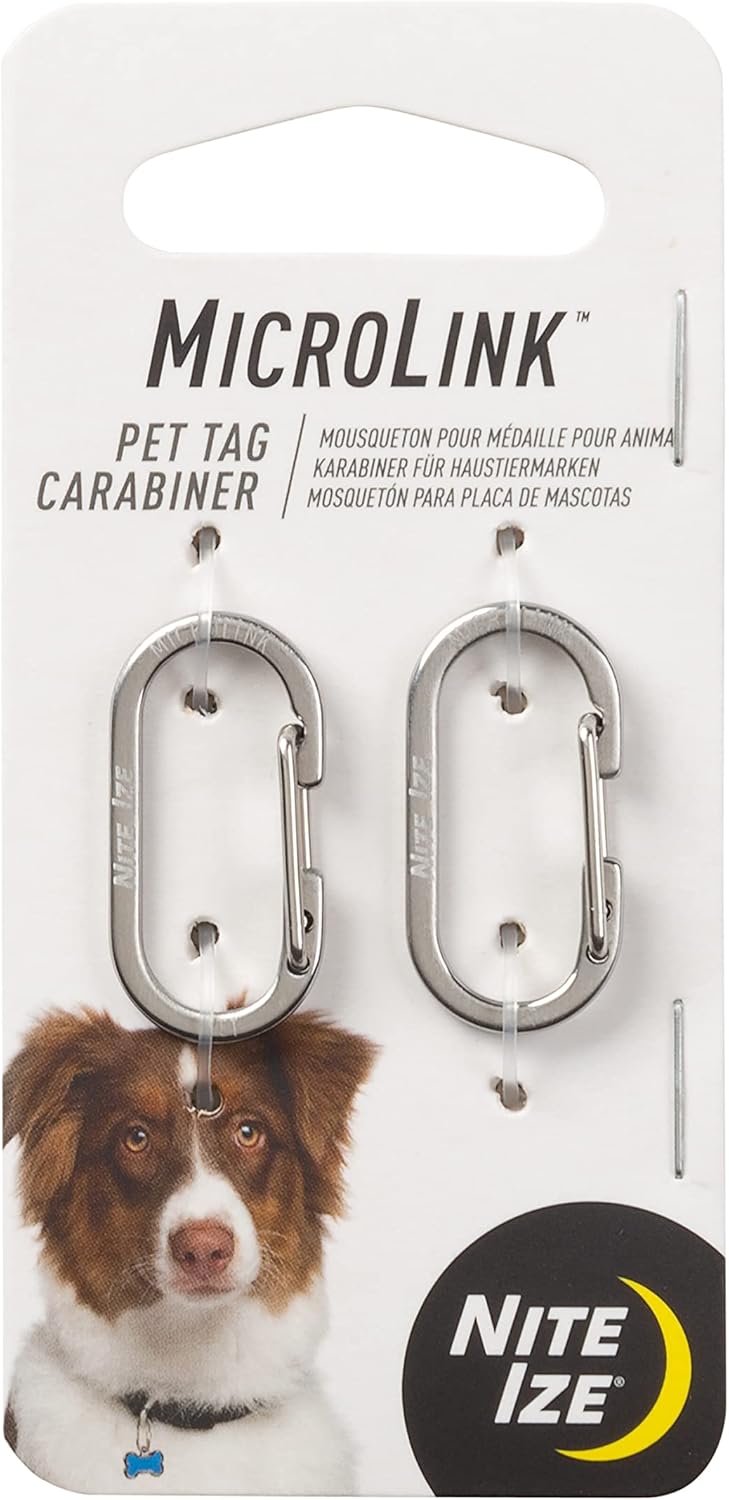 Nite Ize MicroLink Pet Tag Carabiner, Stainless Steel Cat and Dog Tag Clip, 2 Count (Pack of 1) Nite Ize MicroLink Pet Tag Carabiner, Stainless Steel Cat and Dog Tag Clip, 2 Count (Pack of 1)