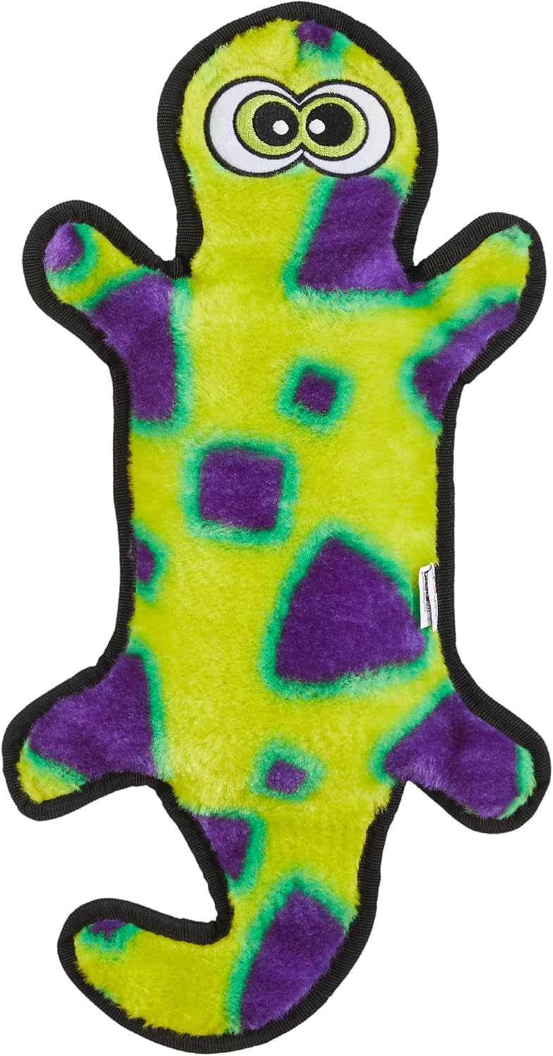 Outward Hound Durablez Large Gecko Stuffing-Free Squeaky Plush Dog Toy for Puppies & Dogs – Interactive, Soft Yet Tough, No Mess, Jumbo Squeaker, Long-Lasting Play, 17.5 inch, Multicolor