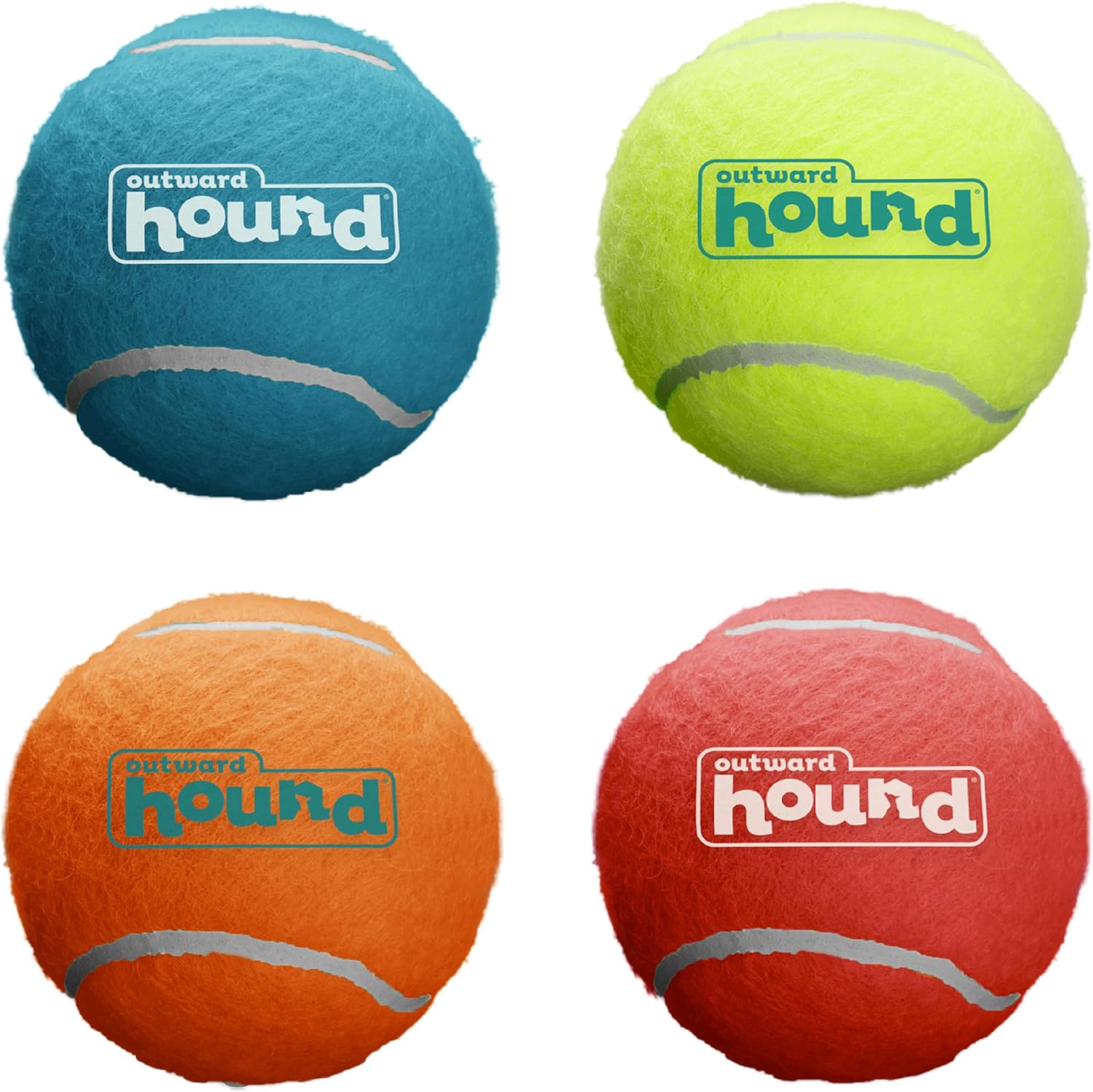 Outward Hound Squeaker Ballz 4-Pack Tennis Ball Dog Toys with Squeaker, Interactive Fetch Play for Pets Under 50 lbs, Training Balls for Indoor & Outdoor Exercise, Medium, 2.5-inch