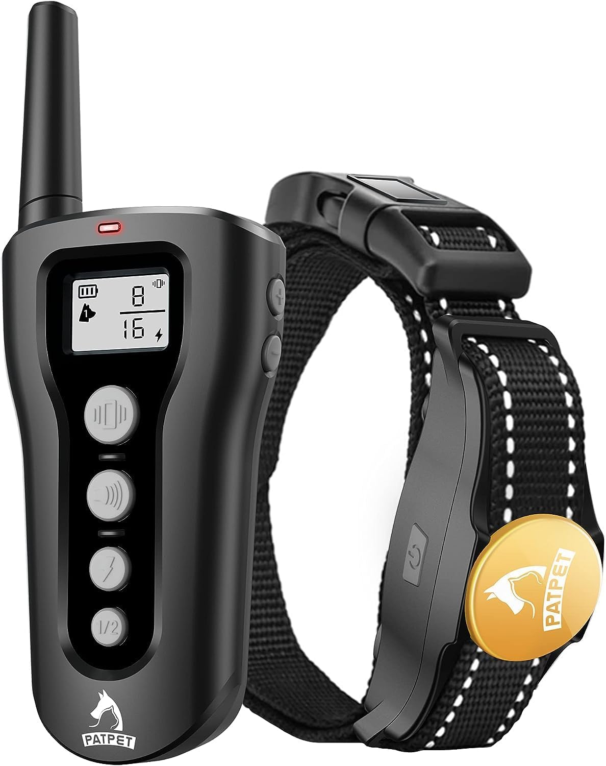 PATPET Dog Training Collar – Rechargeable Dog Training Collar with Remote for Medium Large Dogs 1000Ft Remote Range 3 Training Modes IPX7 Waterproof Black