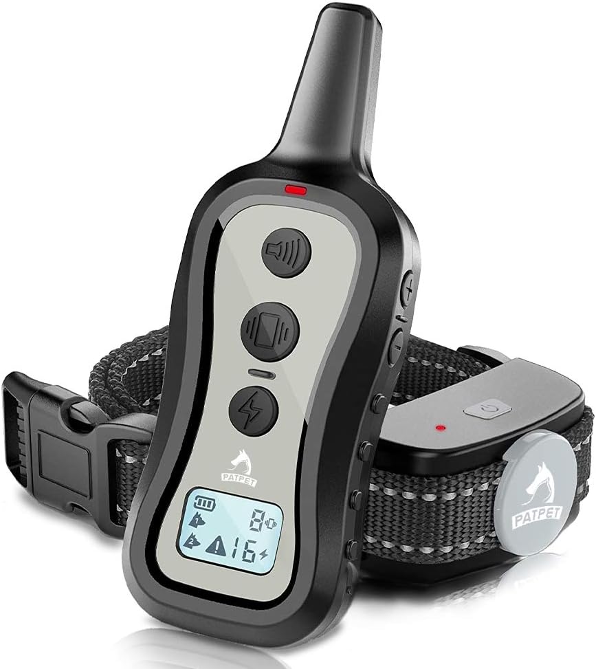 PATPET Dog Training Collar Shock Collar with Remote – 3 Training Modes, Beep, Vibration and Shock, Up to 1000 ft Remote Range, Rainproof for Small Medium Large Dogs