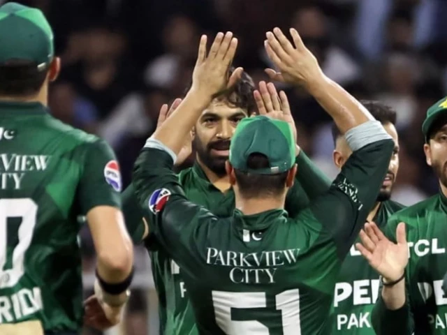 Pakistan players in action during the T20I tri-nation series match against Afghanistan.