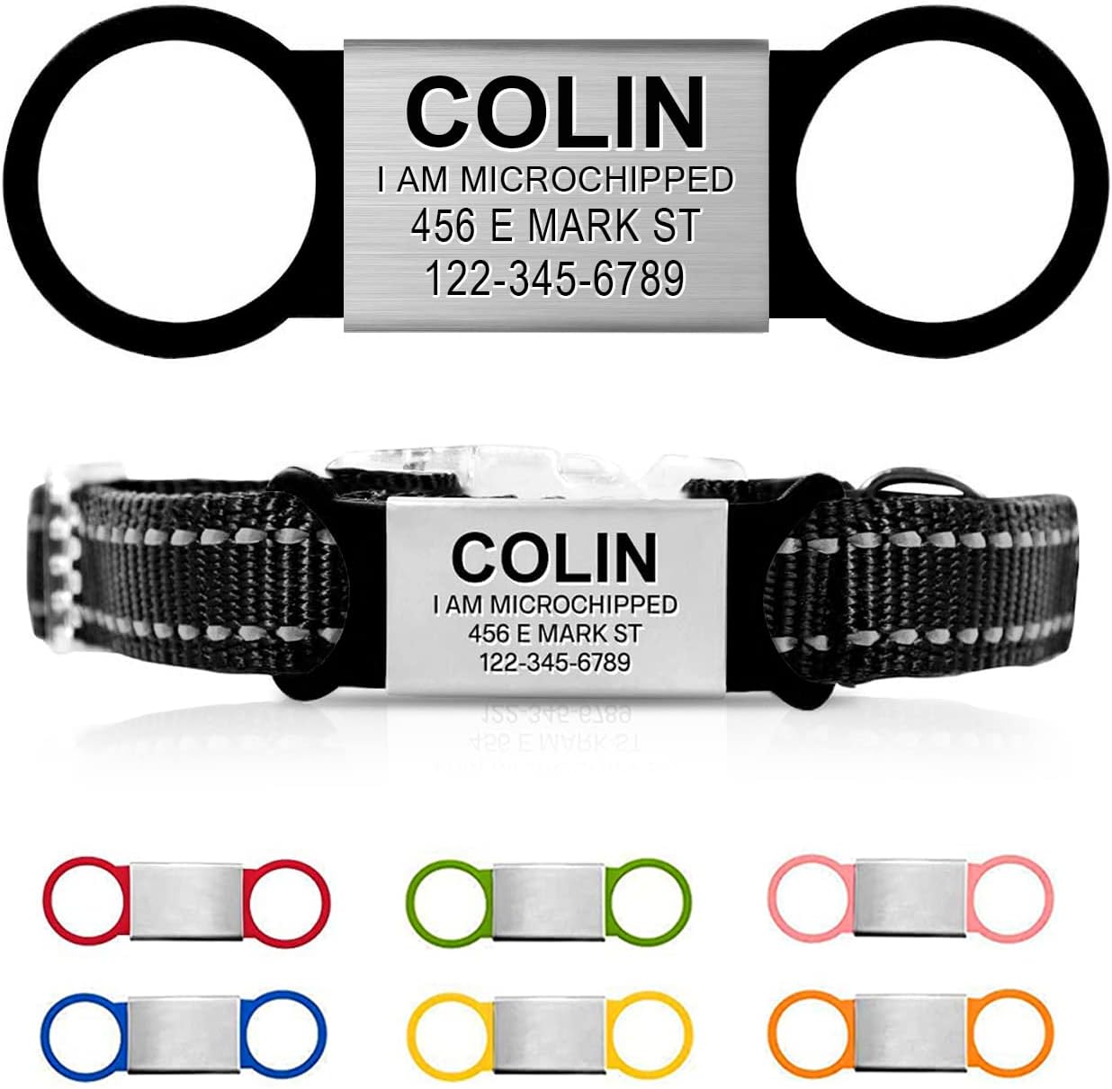 Personalized and Custom Dog Tag for Pets – No Noise – Engraved Name Tag – Slide On ID Tags and Collar Tags for Small, Medium, Large Dogs and Cats – Silent Customized Personalized and Custom Dog Tag for Pets – No Noise – Engraved Name Tag – Slide On ID Tags and Collar Tags for Small, Medium, Large Dogs and Cats – Silent Customized