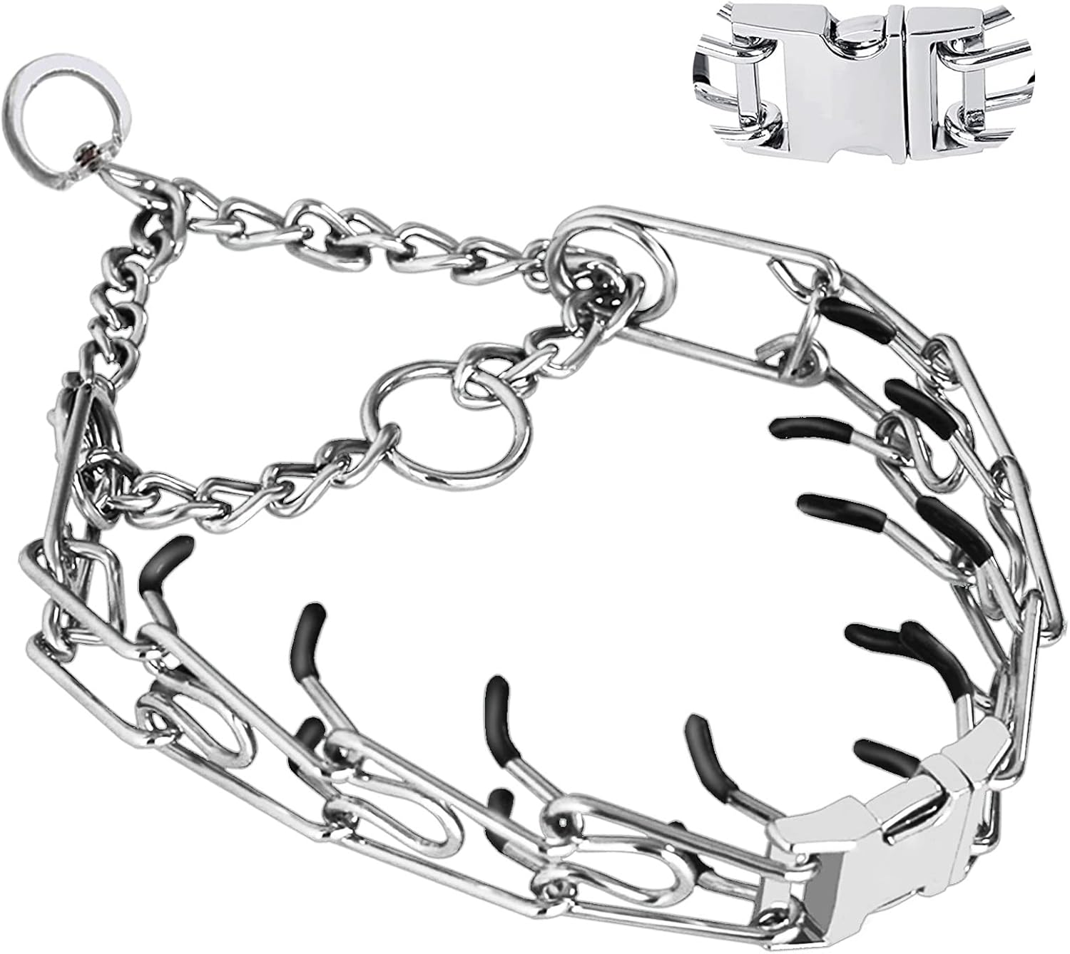 Prong Collar for Dogs, Adjustable Dog Training Collar, Dog Pinch No Pull Collar with Quick Release Buckle for Small Medium Large Dogs(Packed with Two Extra Links)