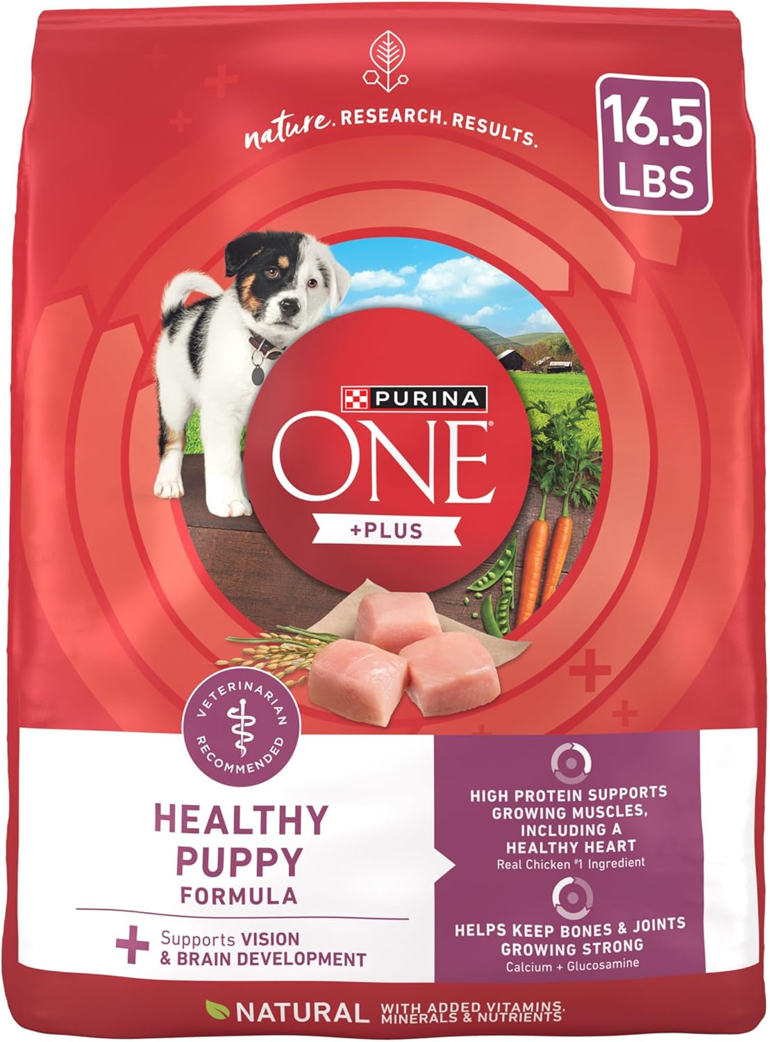 Purina ONE Plus Healthy Puppy Formula High Protein Natural Dry Puppy Food with added vitamins, minerals and nutrients – 16.5 lb. Bag
